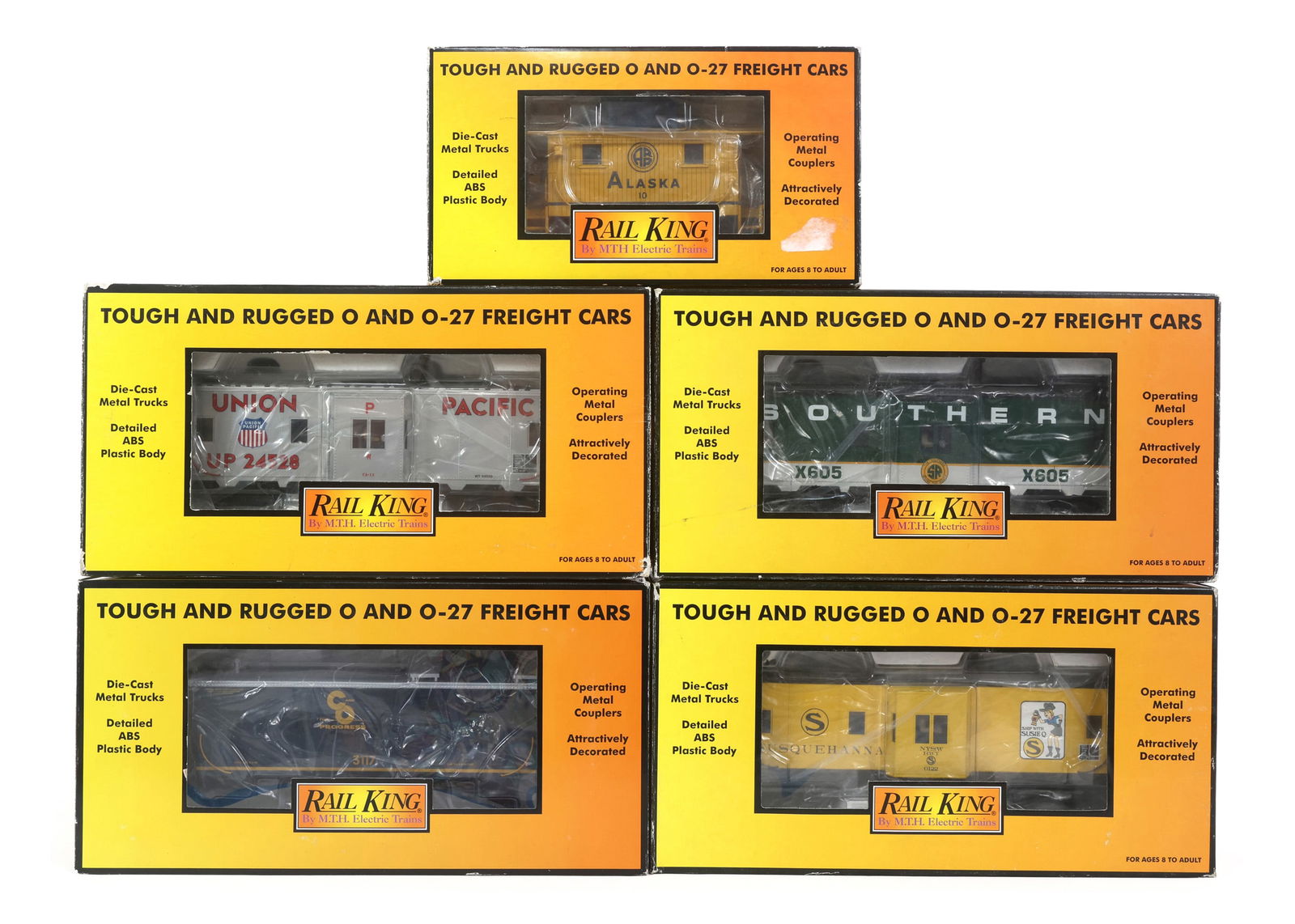 MTH RAIL KING O GAUGE TRAIN CARS - LOT OF 5 (1 of 2)