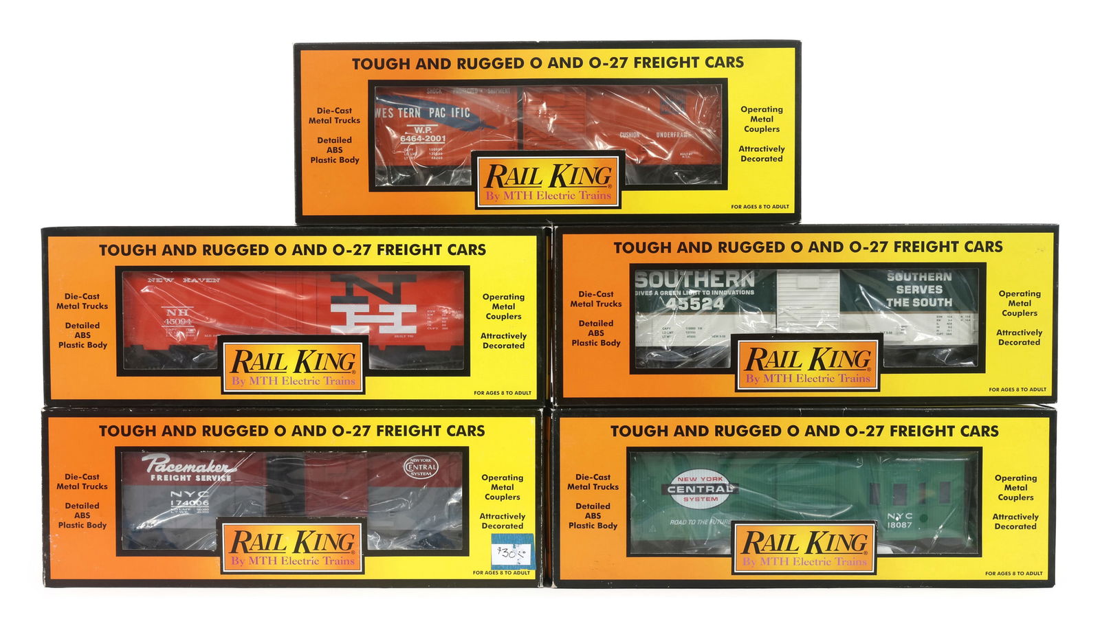 MTH RAIL KING O GAUGE TRAIN CARS - LOT OF 5 (1 of 2)