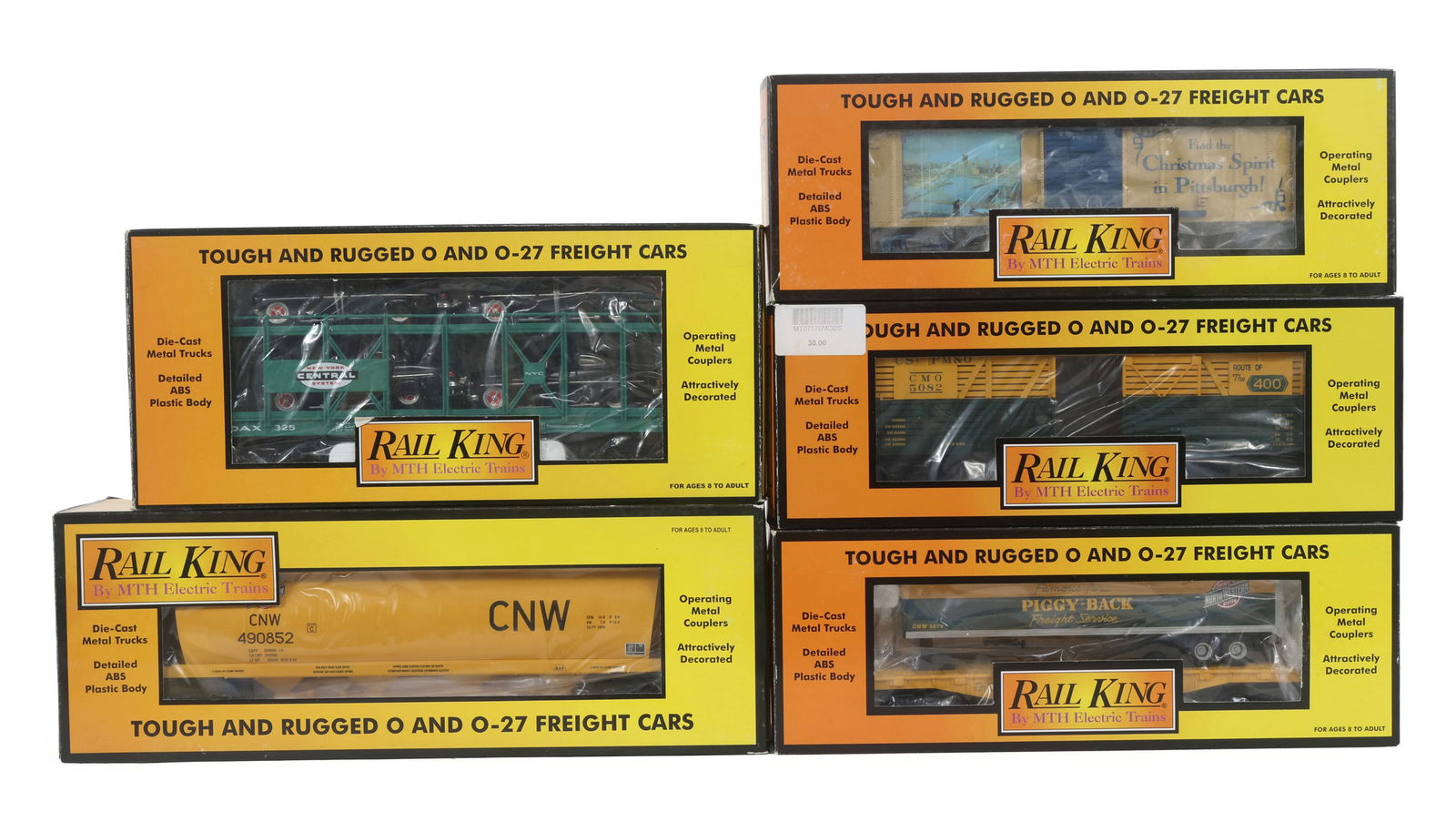 MTH RAIL KING O GAUGE TRAIN CARS - LOT OF 5 (1 of 2)
