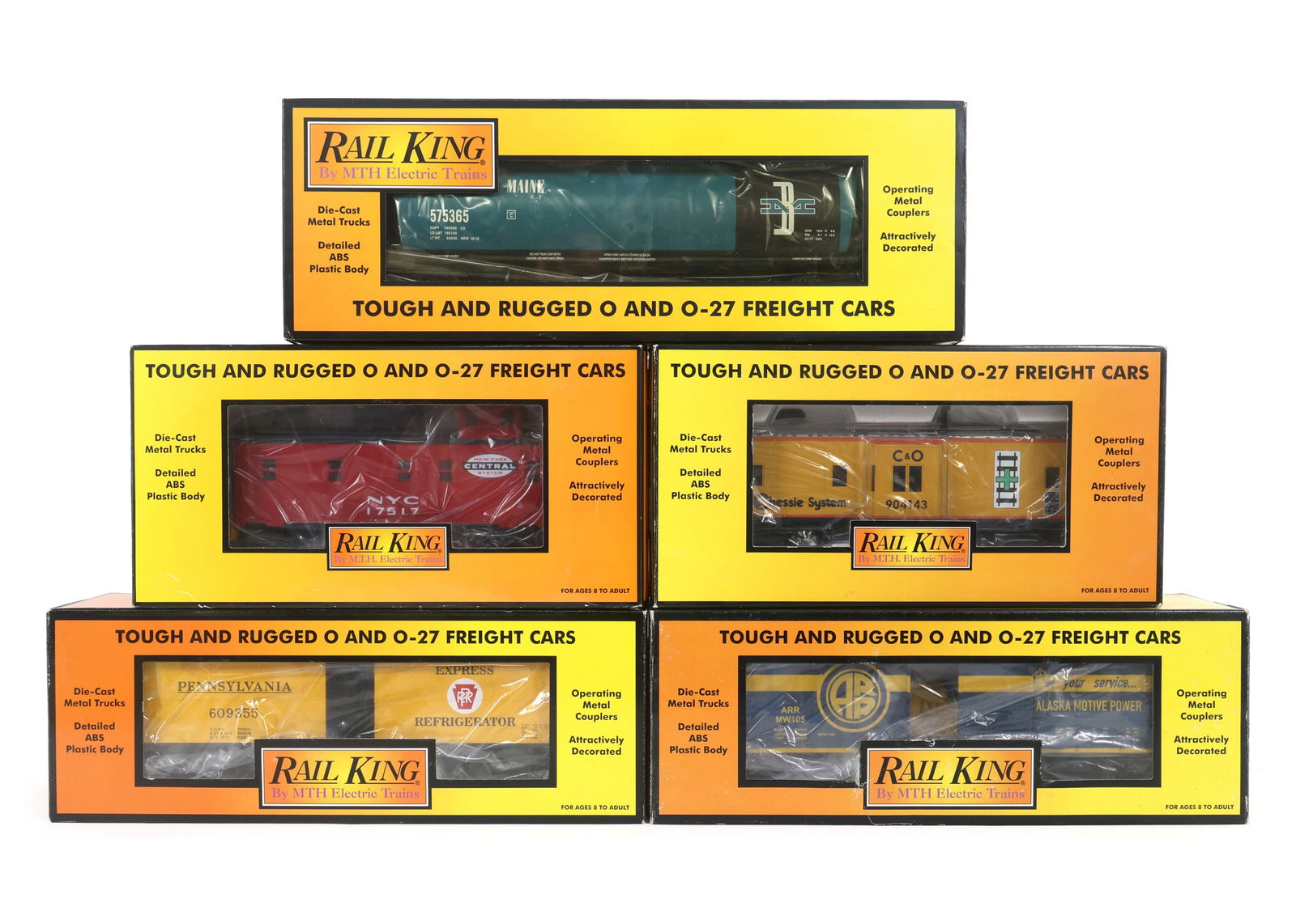 MTH RAIL KING O GAUGE TRAIN CARS - LOT OF 5 (1 of 2)