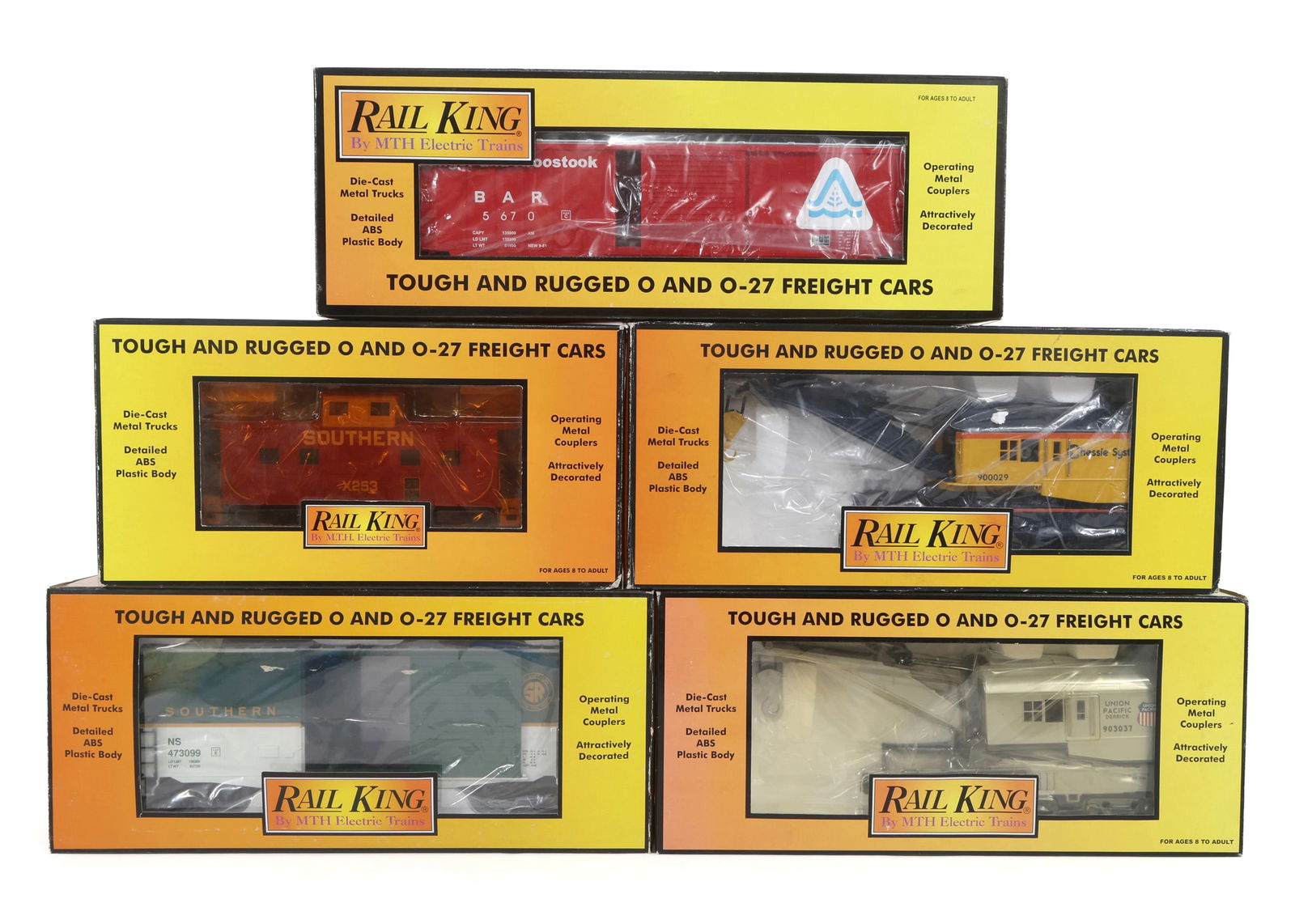 MTH RAIL KING O GAUGE TRAIN CARS - LOT OF 5 (1 of 2)