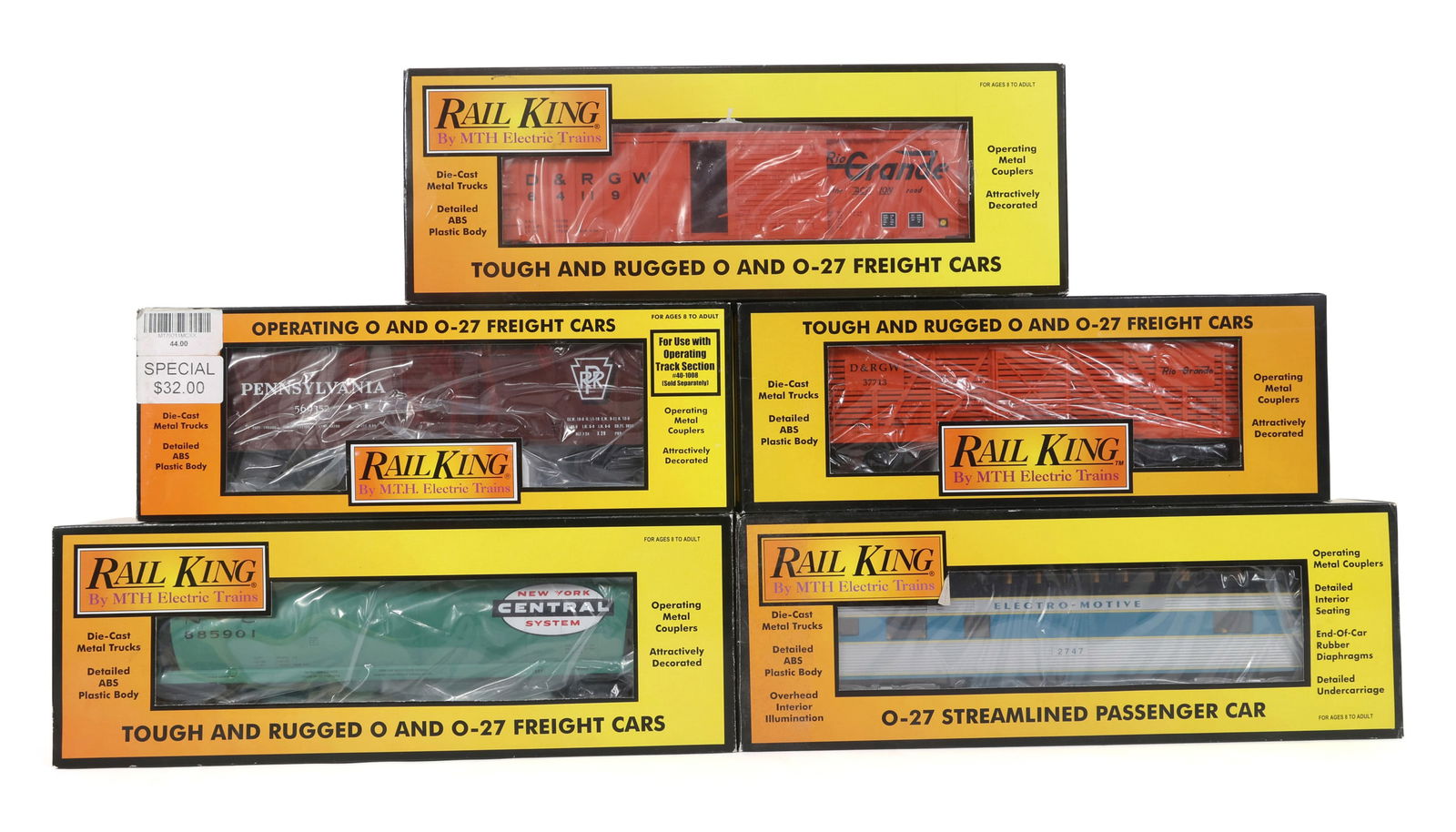 MTH RAIL KING O GAUGE TRAIN CARS - LOT OF 5 (1 of 2)