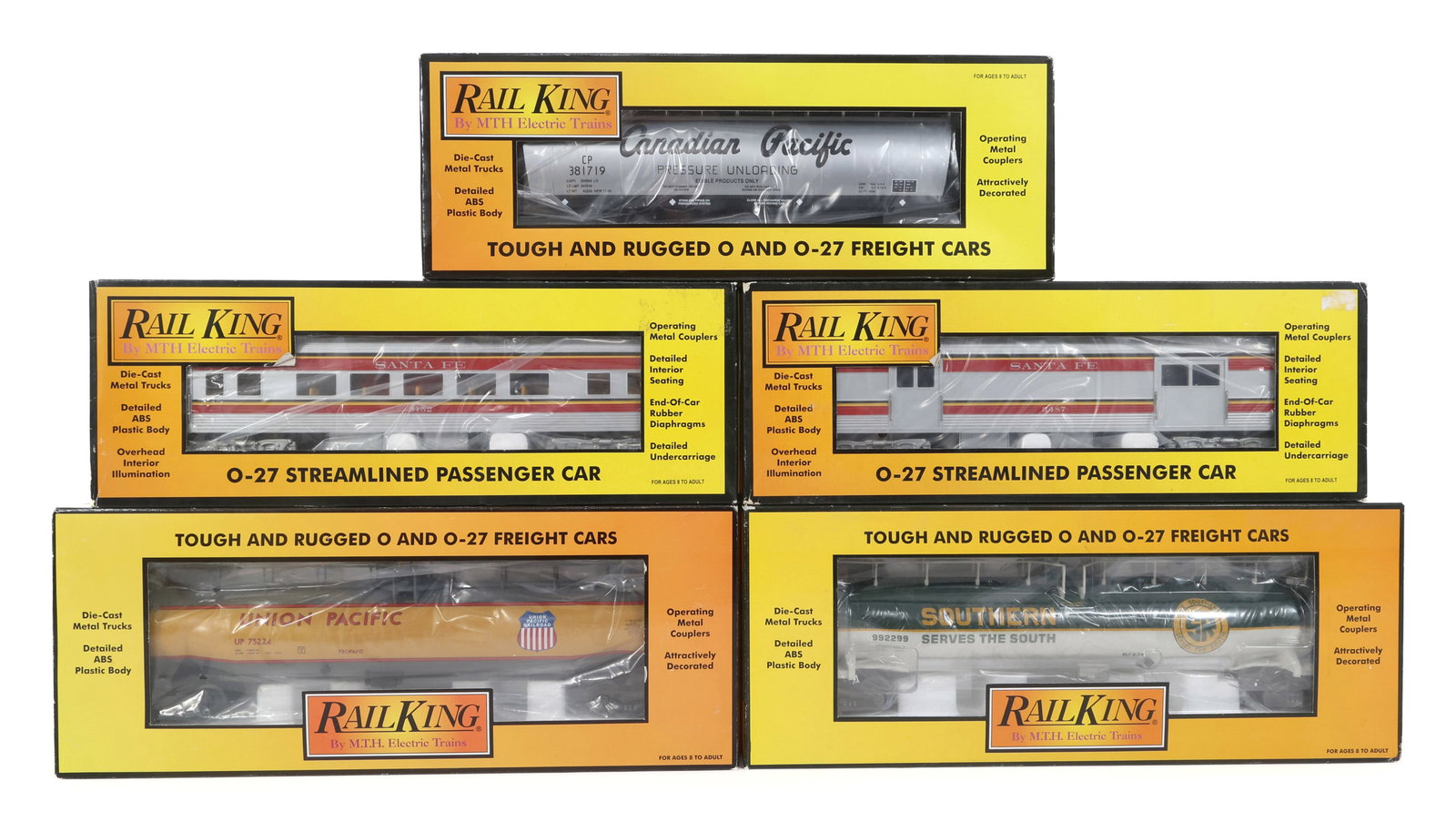 MTH RAIL KING O GAUGE TRAIN CARS - LOT OF 5 (1 of 2)