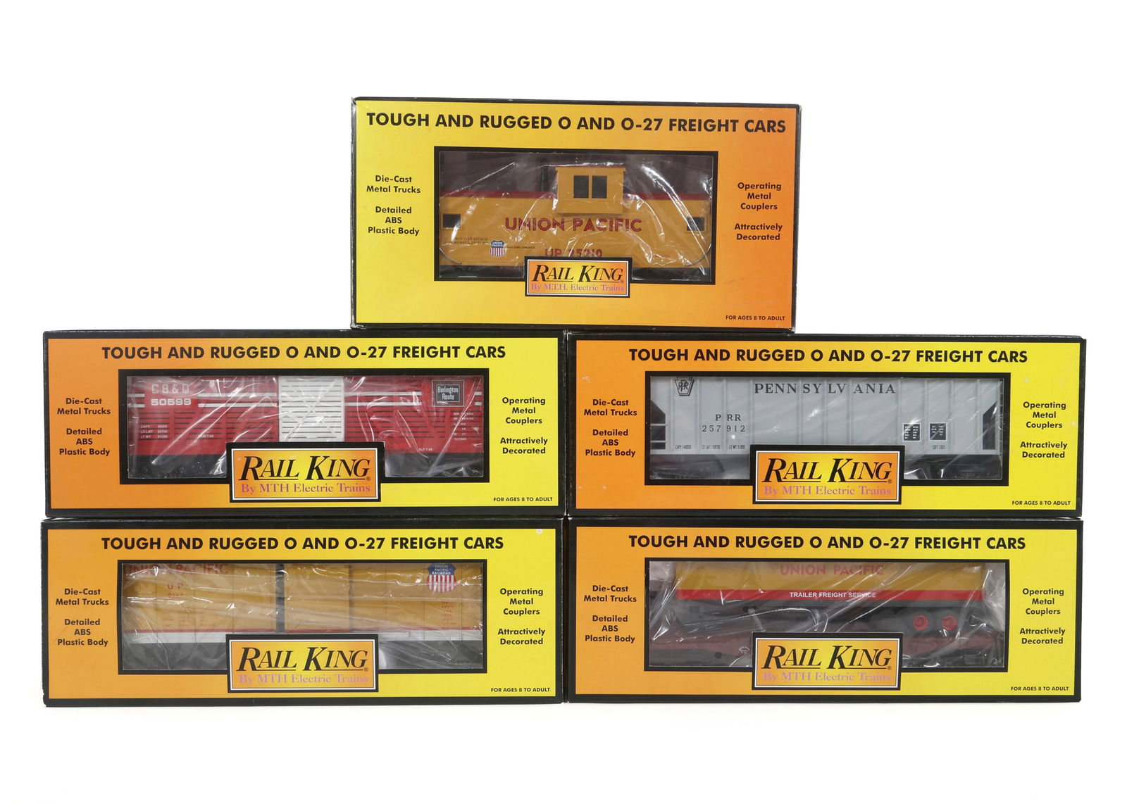 MTH RAIL KING O GAUGE TRAIN CARS - LOT OF 5 (1 of 2)
