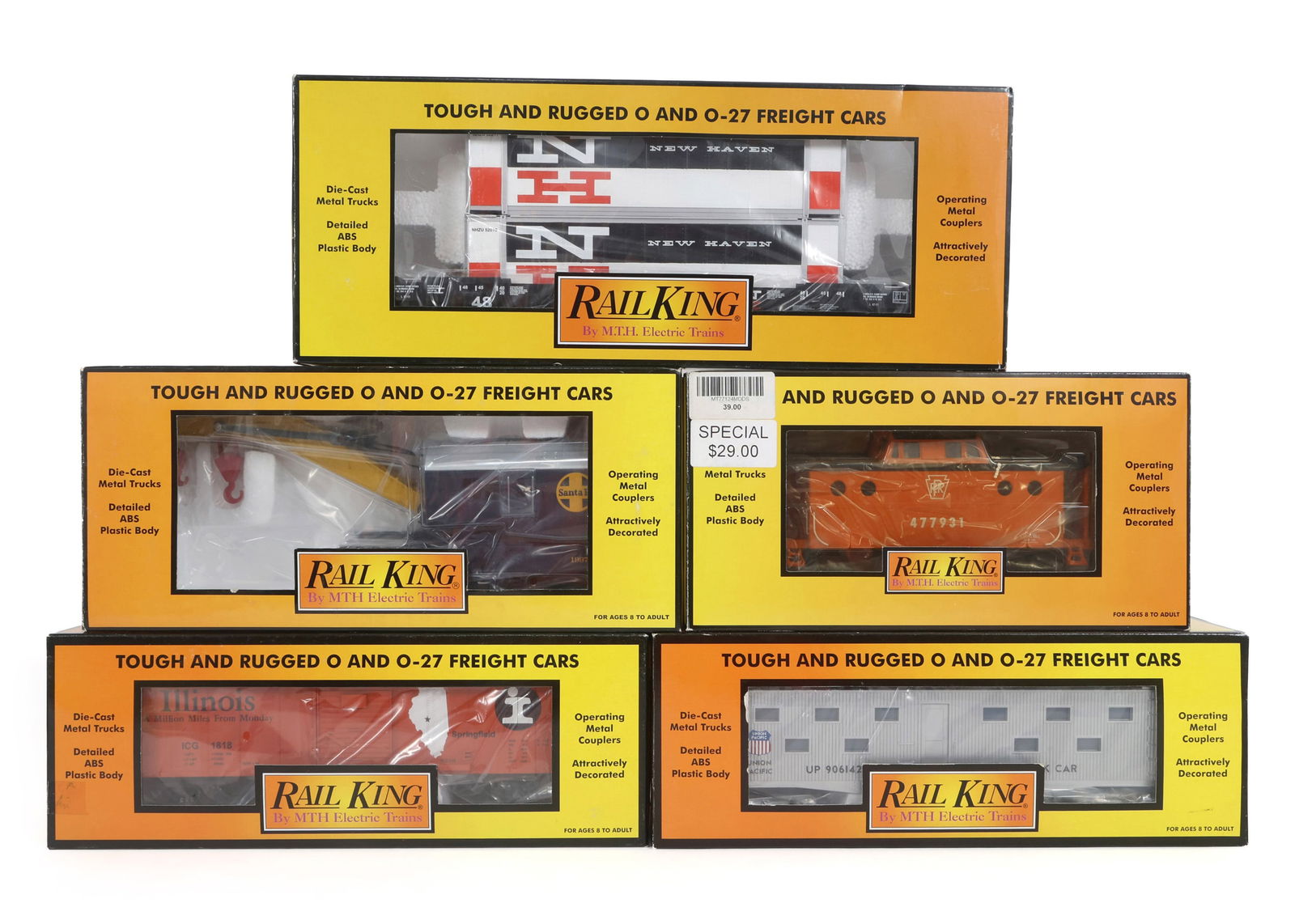 MTH RAIL KING O GAUGE TRAIN CARS - LOT OF 5 (1 of 2)
