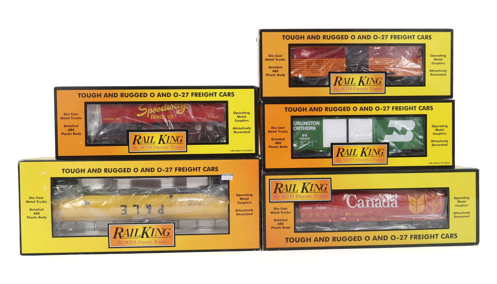 MTH RAIL KING O GAUGE TRAIN CARS - LOT OF 5 (1 of 2)