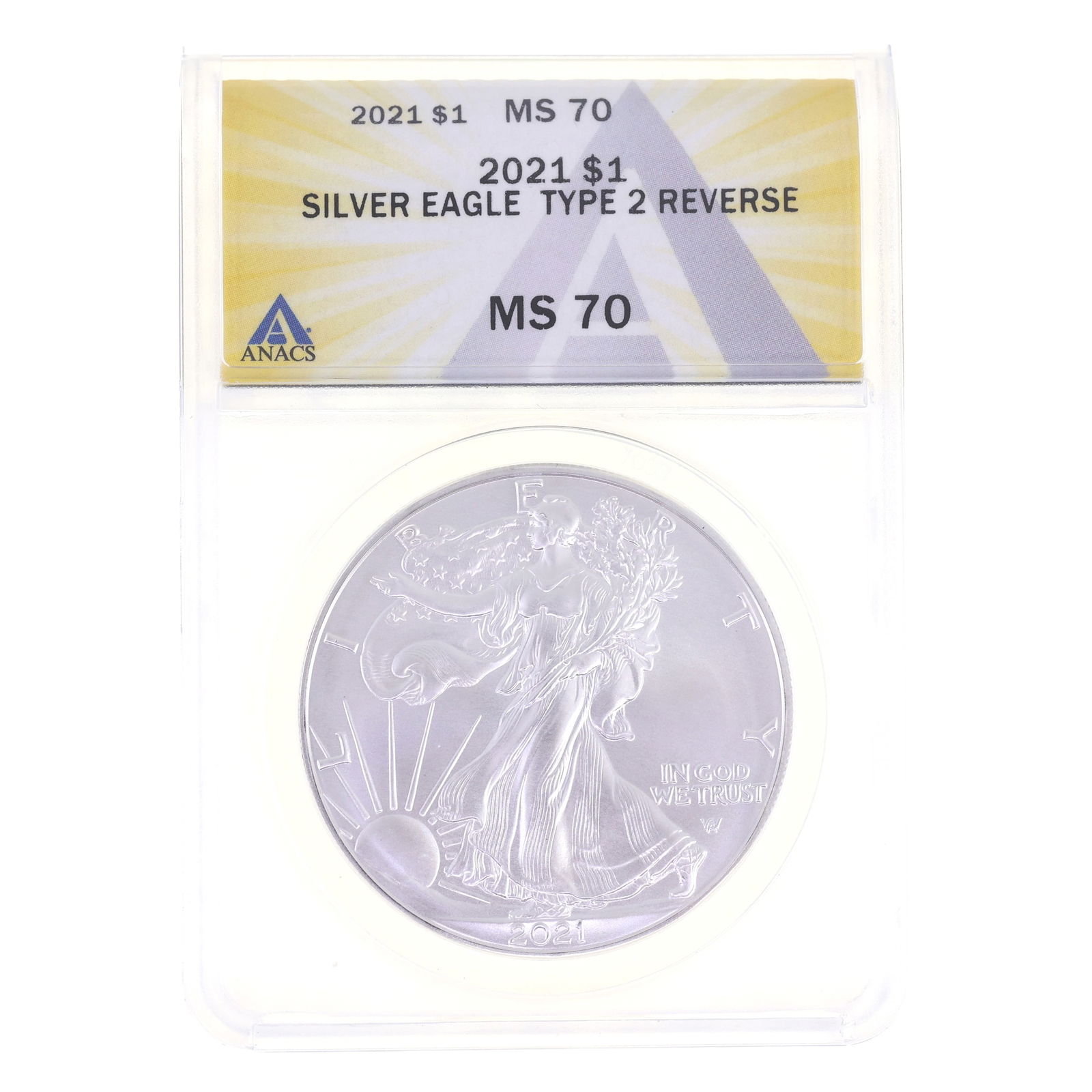 2021 US .999 SILVER EAGLE TYPE 2 $1 COIN ANACS MS 70 (1 of 2)