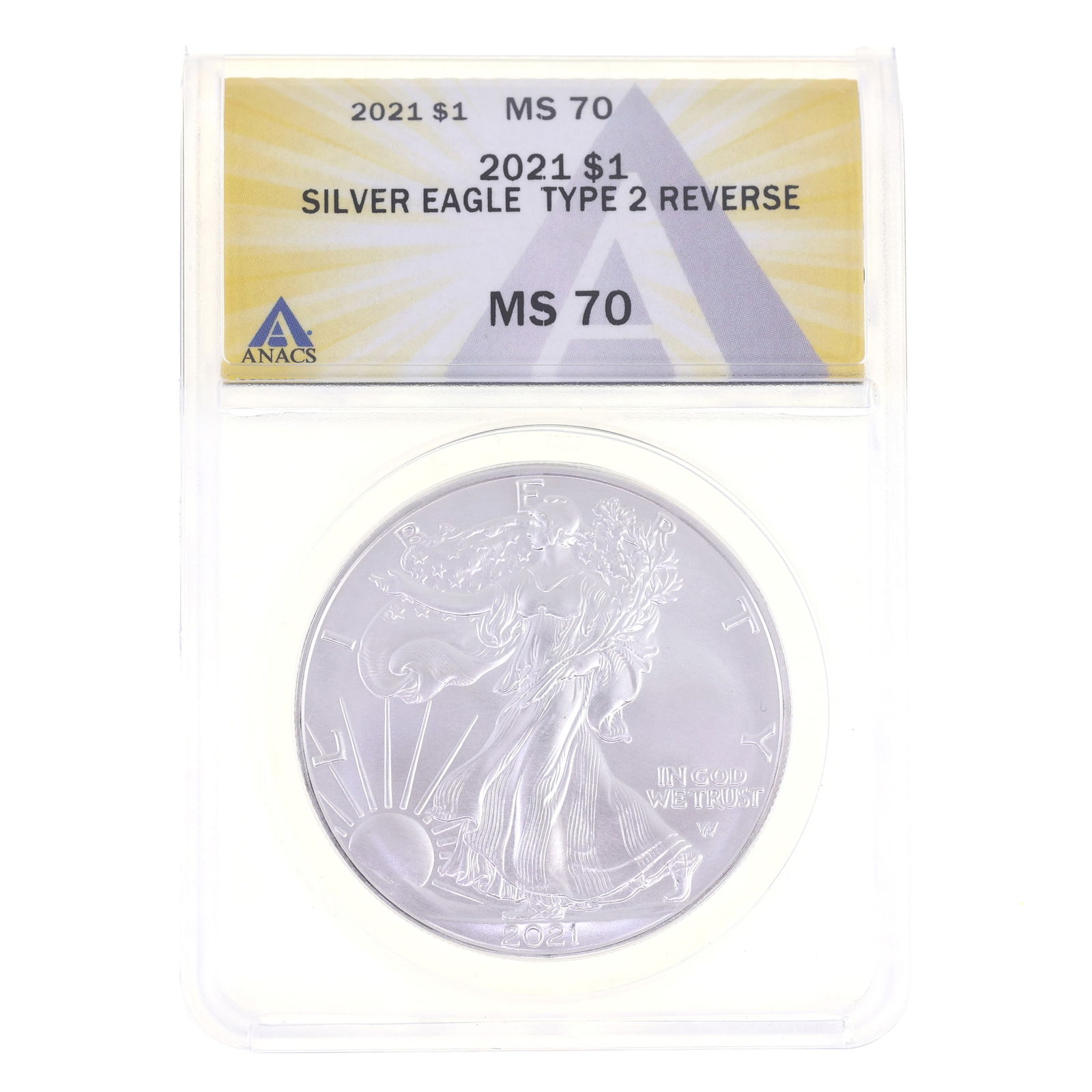2021 US .999 SILVER EAGLE TYPE 2 $1 COIN ANACS MS 70 (1 of 2)