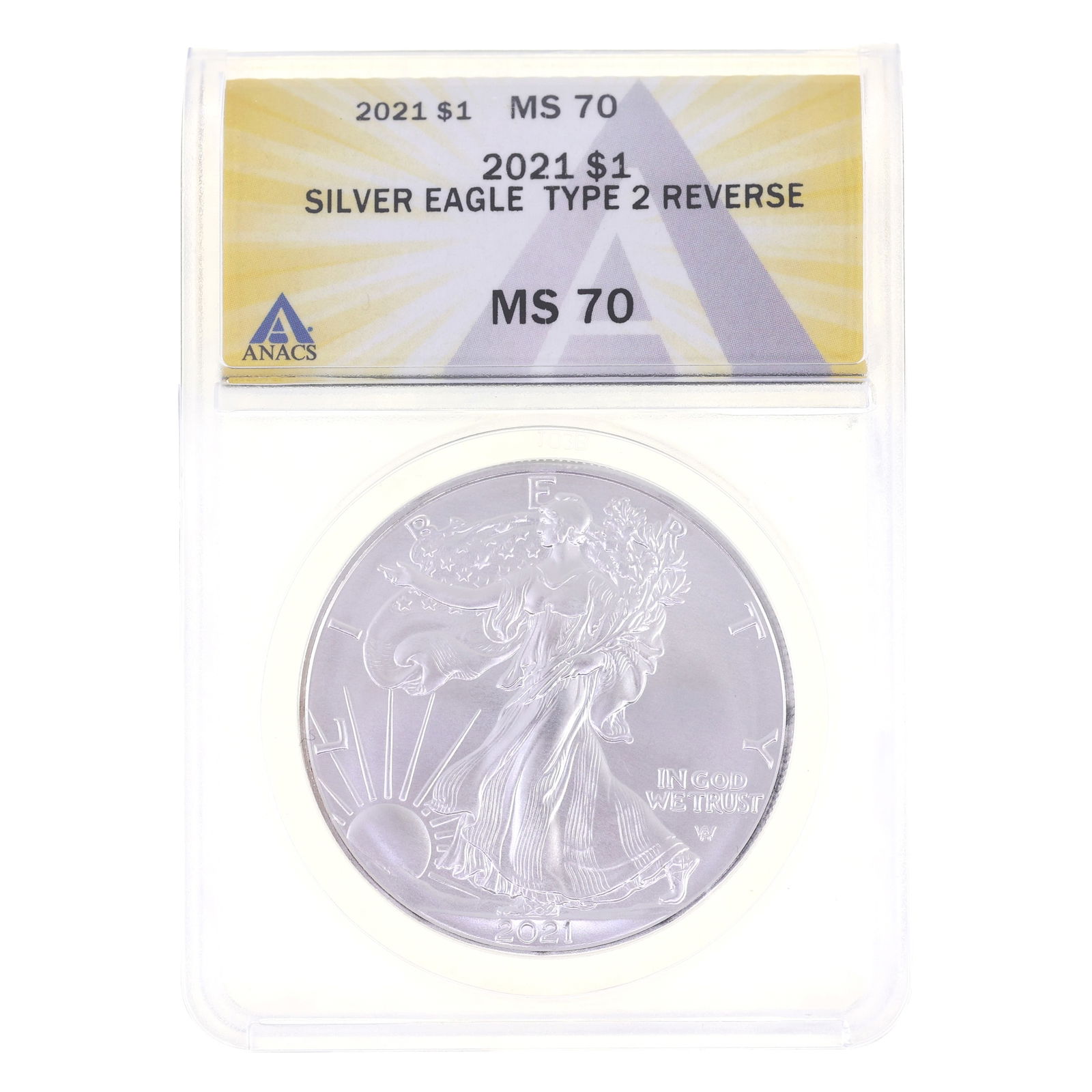 2021 US .999 SILVER EAGLE TYPE 2 $1 COIN ANACS MS 70 (1 of 2)