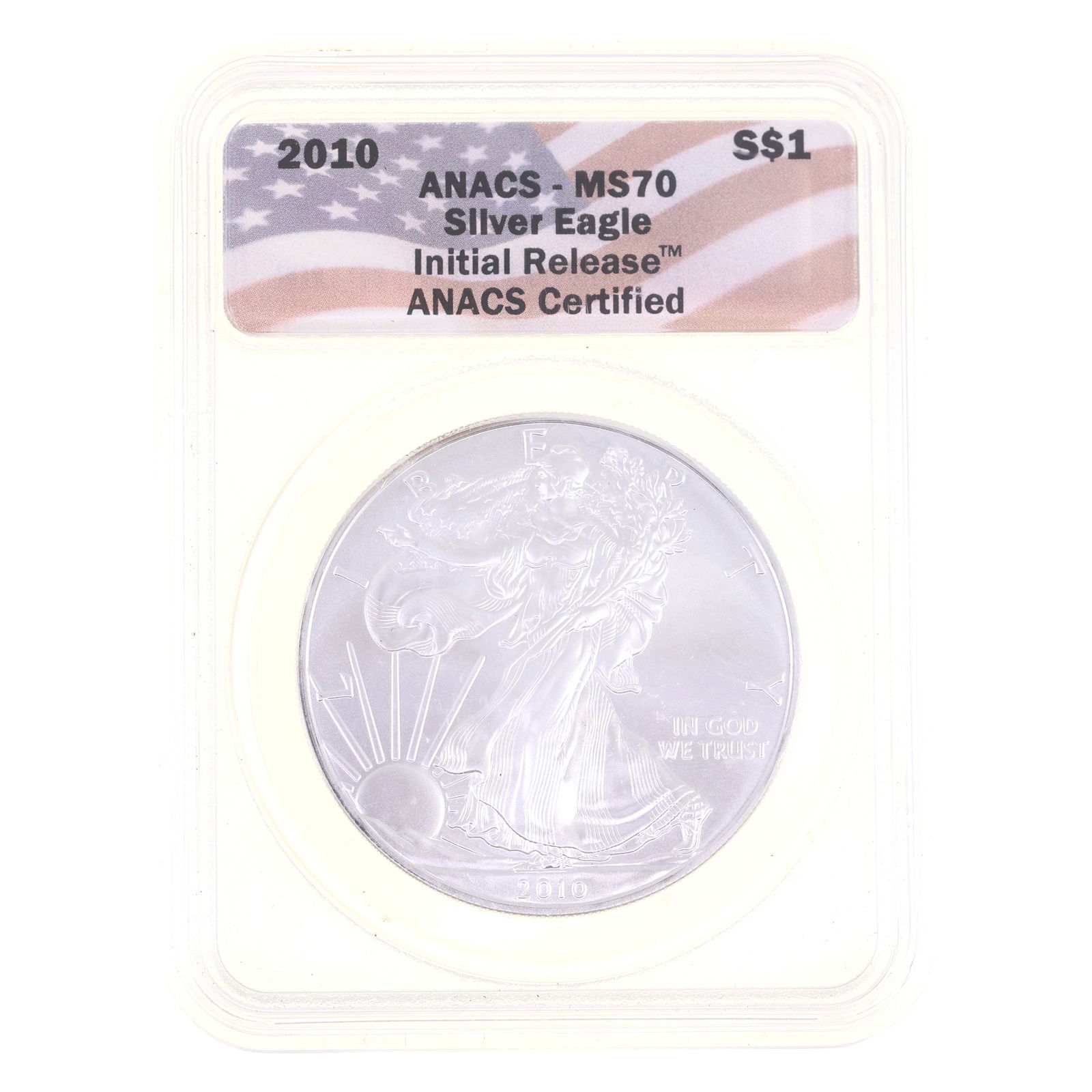 2010 US .999 SILVER EAGLE $1 COIN ANACS MS 70 (1 of 2)