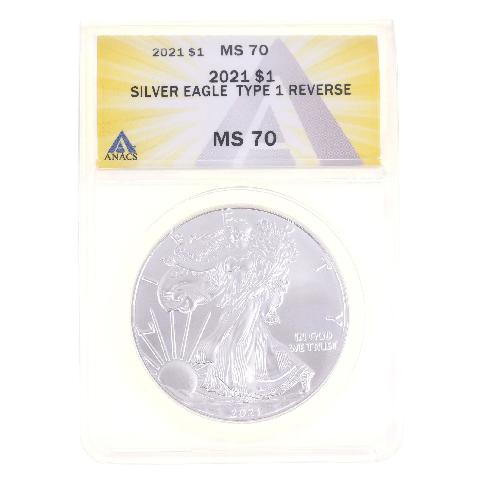 2021 US SILVER EAGLE TYPE 1 REVERSE $1 COIN ANACS MS 70 (1 of 2)