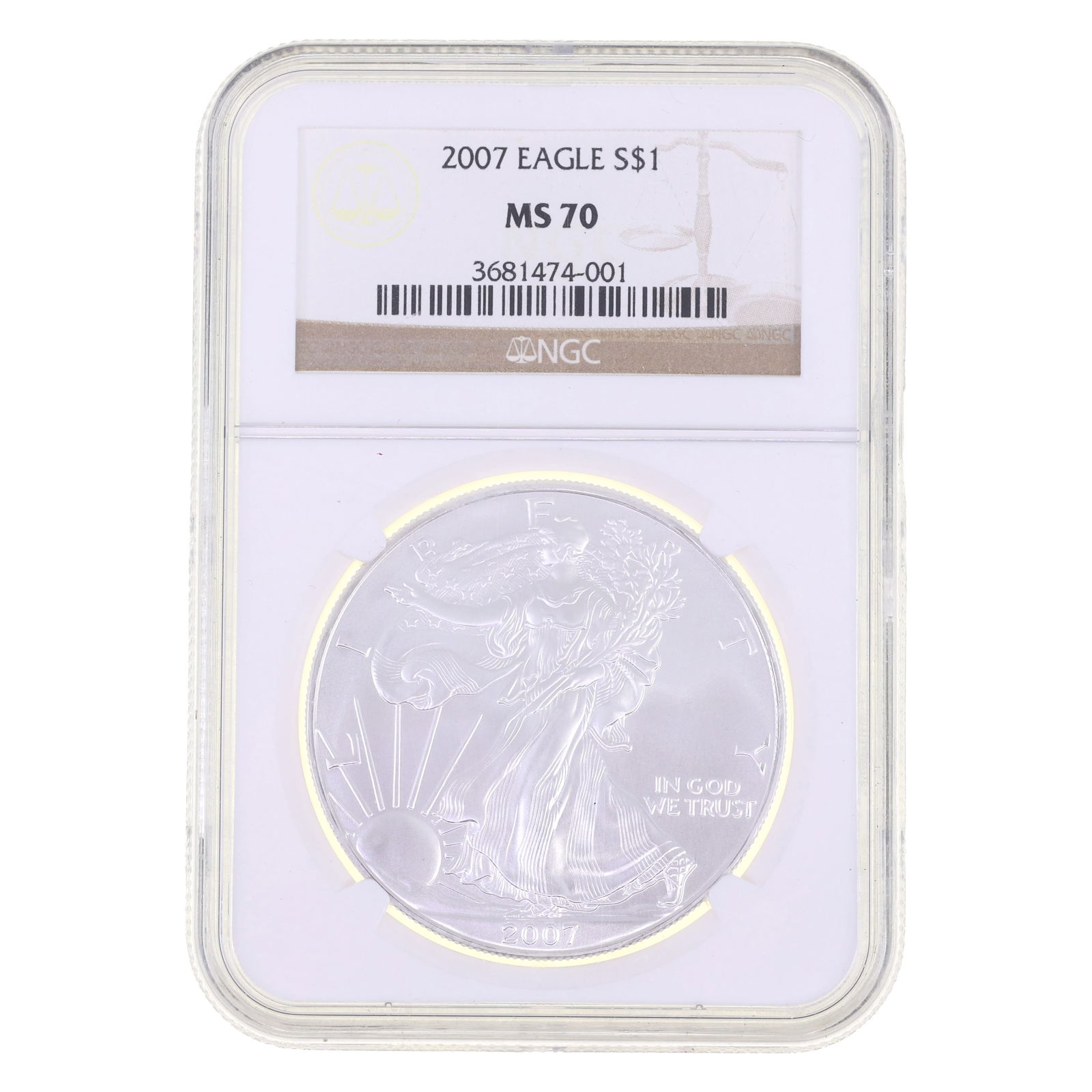 2007 US .999 SILVER EAGLE $1 COIN NGC MS 70 (1 of 2)