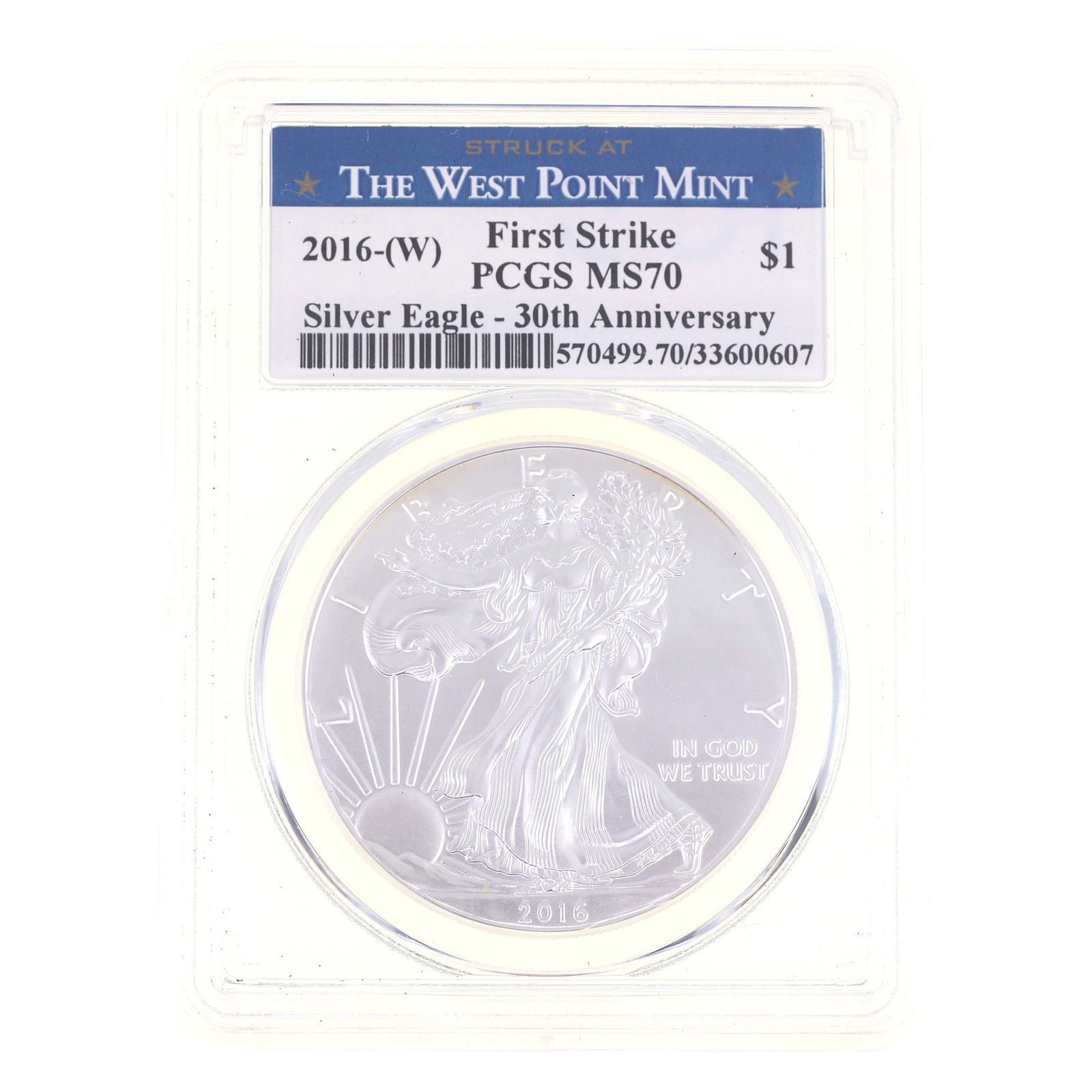 2016-W US .999 SILVER EAGLE $1 COIN PCGS MS 70 (1 of 2)