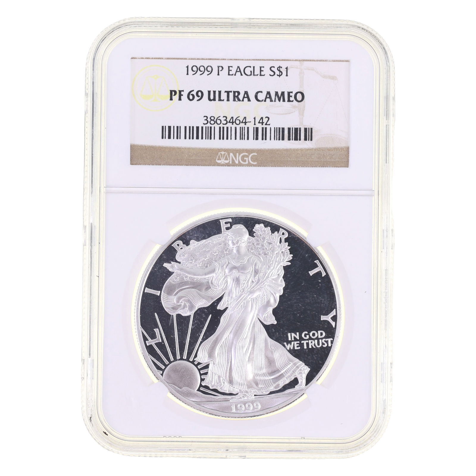 1999-P US SILVER EAGLE $1 COIN NGC PF69 ULTRA CAMEO (1 of 2)