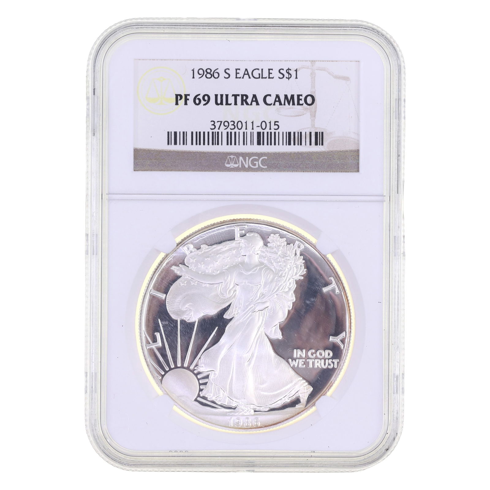 1986 US .999 SILVER EAGLE $1 COIN NGC PF69 ULTRA CAMEO (1 of 2)