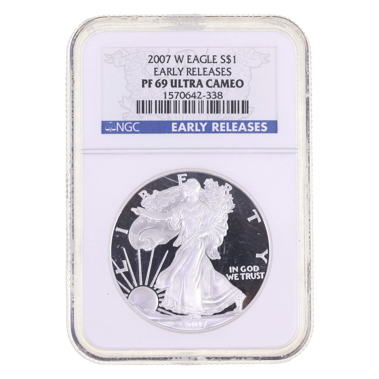 2007-W US SILVER EAGLE $1 COIN NGC PF69 ULTRA CAMEO (1 of 2)