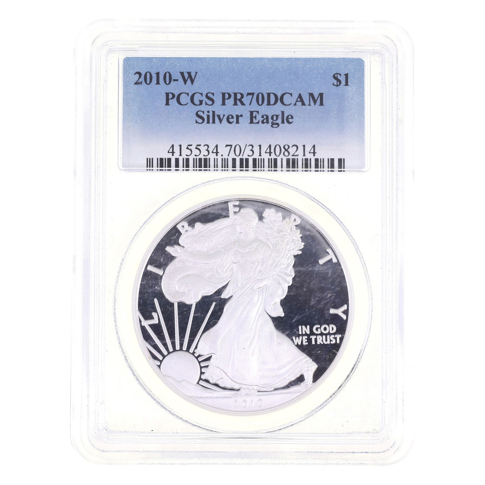 2010-W US .999 SILVER EAGLE $1 COIN PCGS PR 70 DCAM (1 of 2)