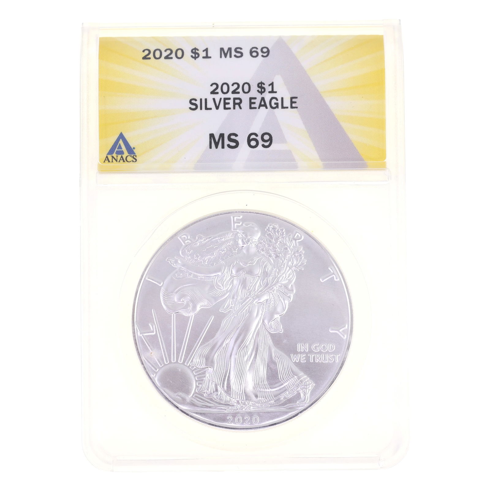 2020 US .999 SILVER EAGLE $1 COIN ANACS MS 69 (1 of 2)