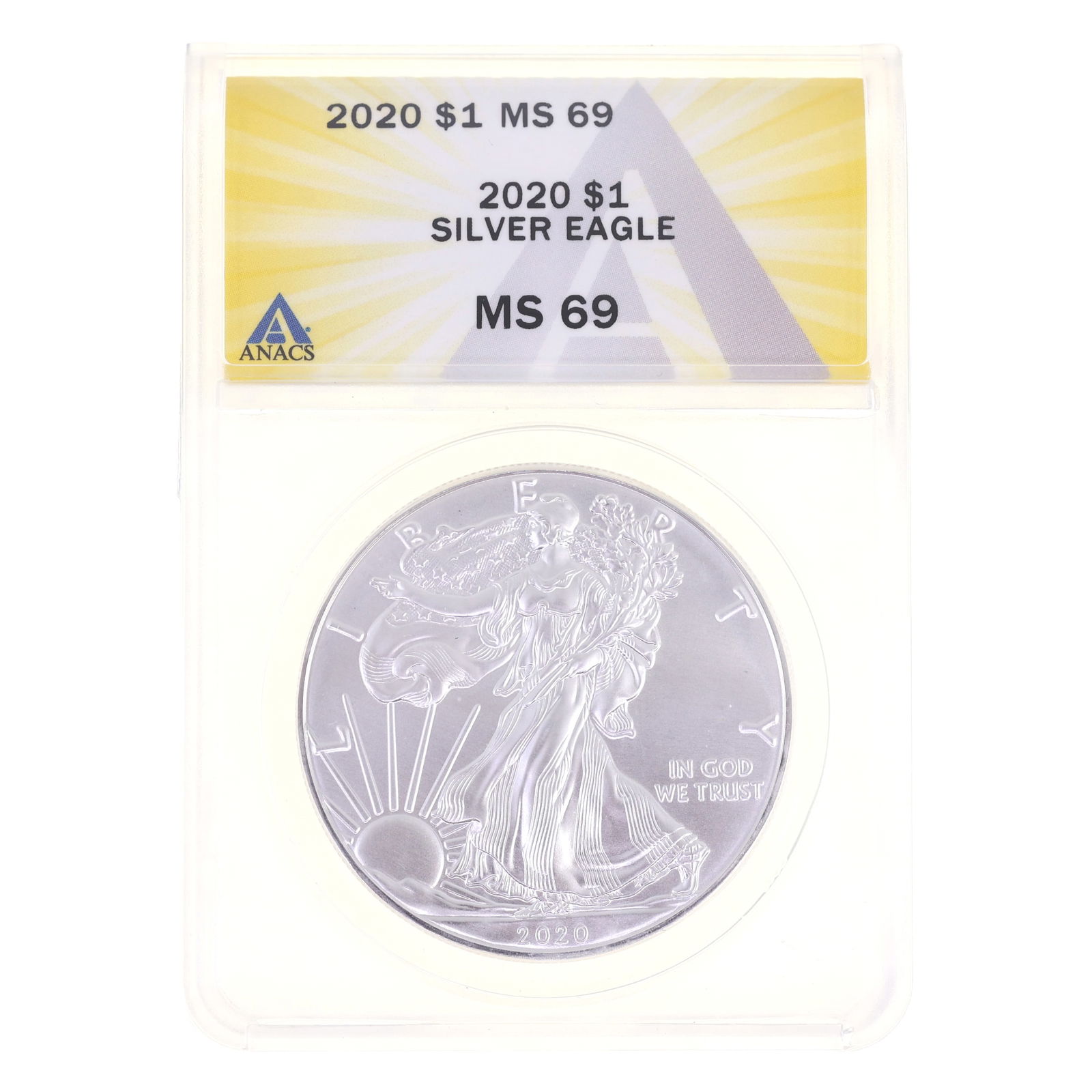 2020 US .999 SILVER EAGLE $1 COIN ANACS MS 69 (1 of 2)
