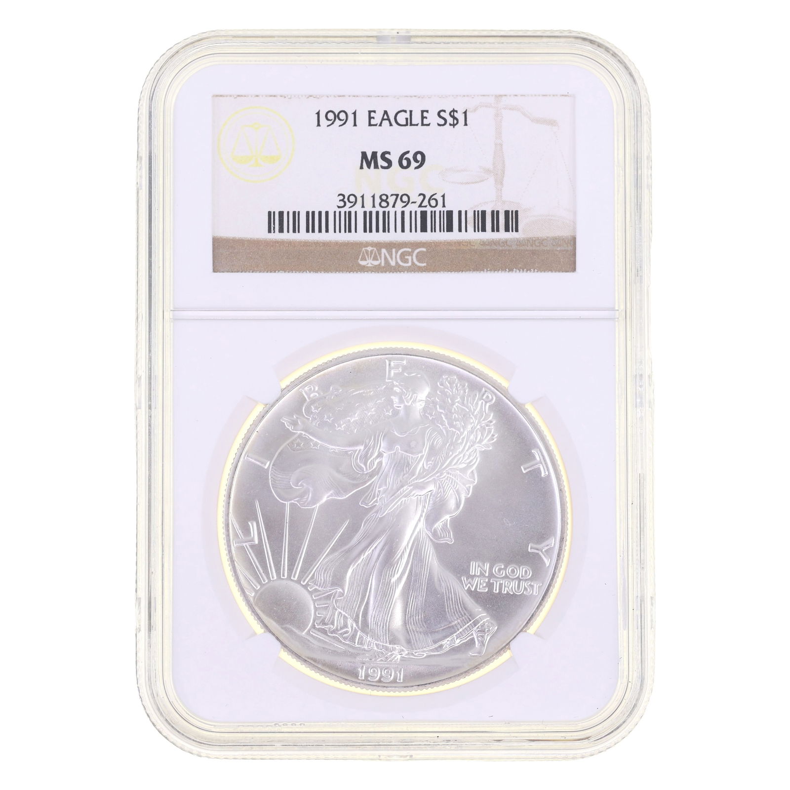 1991 US .999 SILVER EAGLE $1 COIN NGC MS 69 (1 of 2)