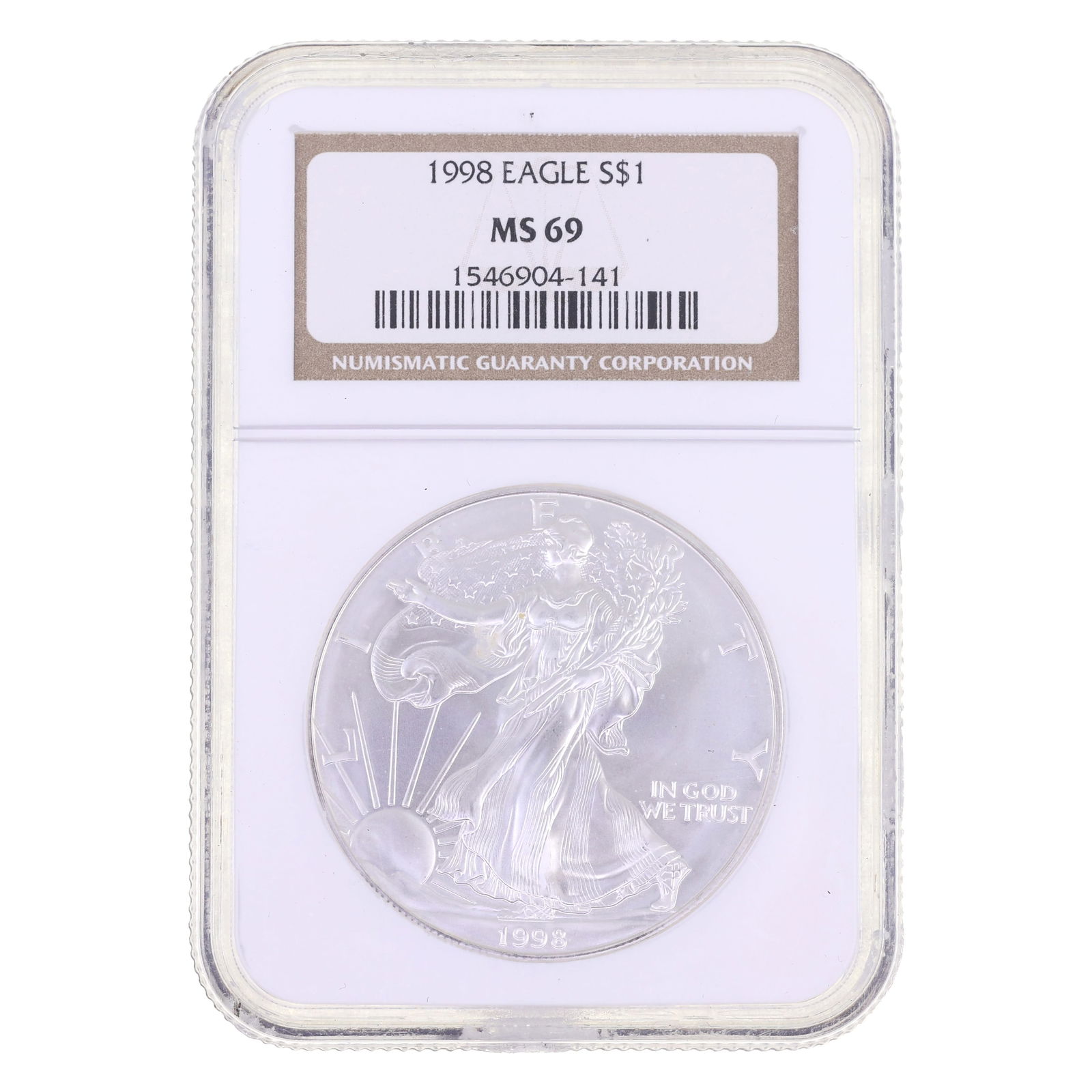 1998 US .999 SILVER EAGLE $1 COIN NGC MS 69 (1 of 2)