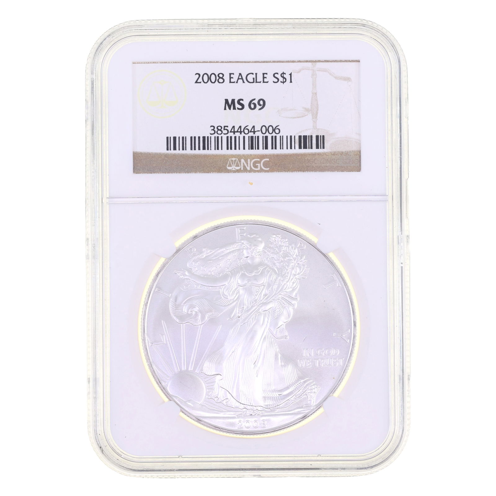 2008 US .999 SILVER EAGLE $1 COIN NGC MS 69 (1 of 2)