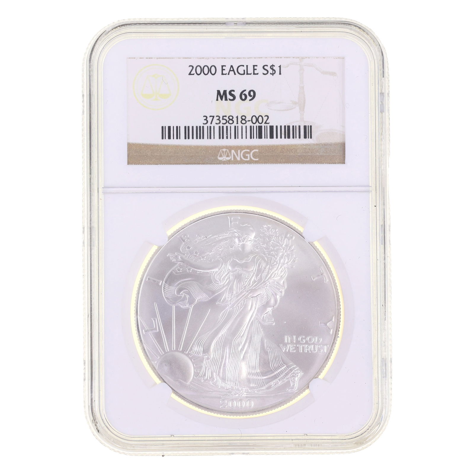 2000 US .999 SILVER EAGLE $1 COIN NGC MS 69 (1 of 2)