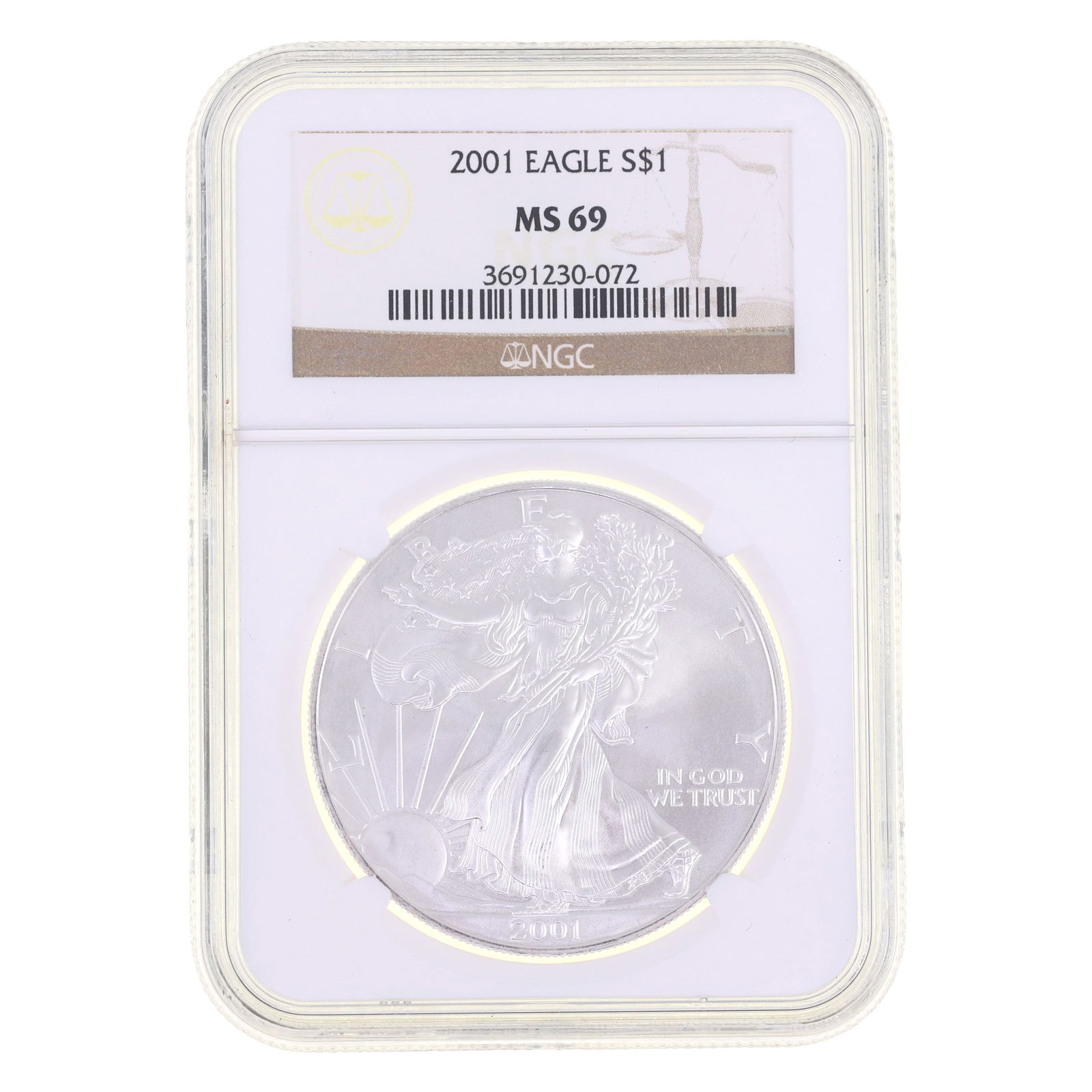 2001 US .999 SILVER EAGLE $1 COIN NGC MS 69 (1 of 2)