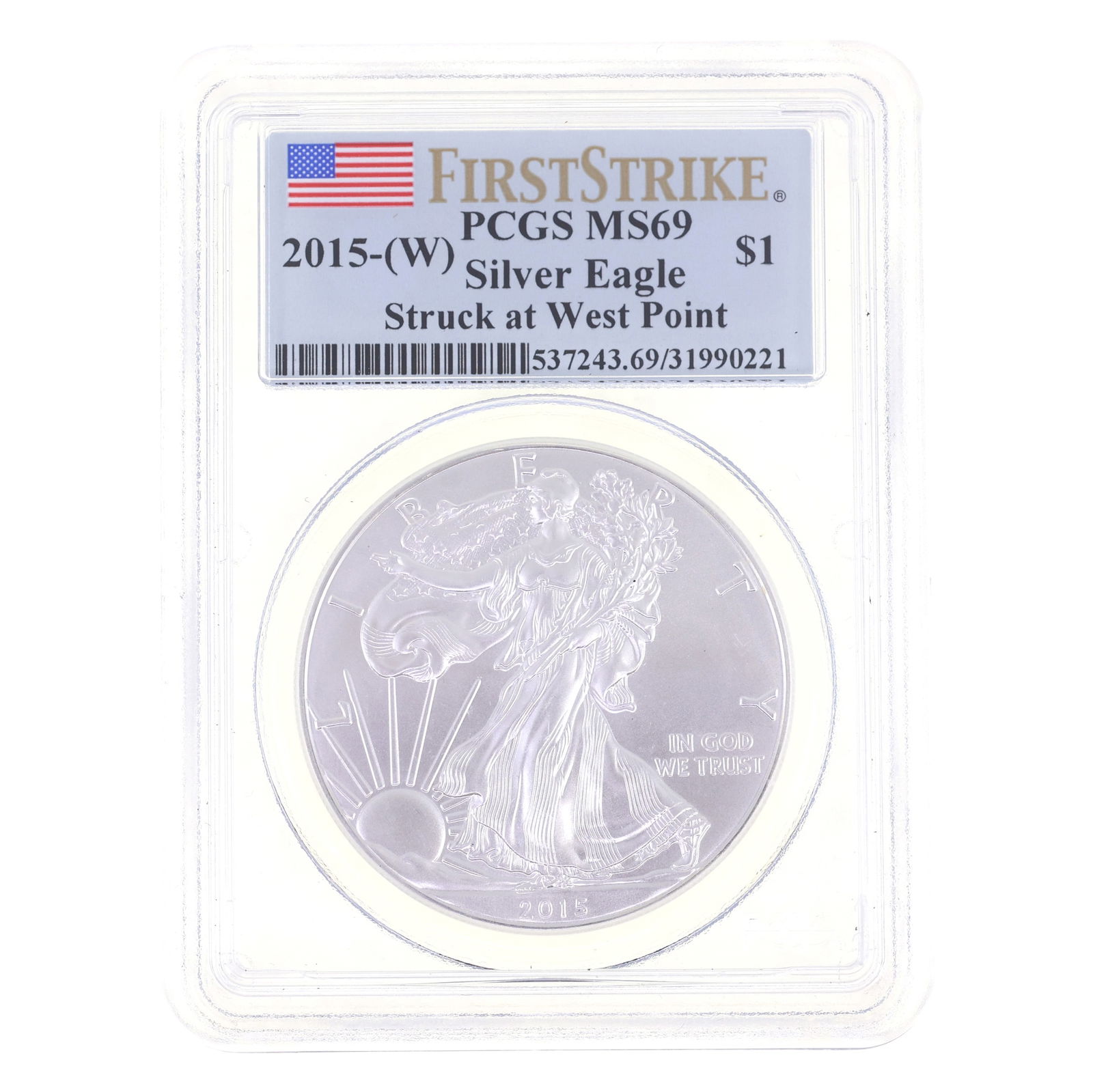 2015-W US .999 SILVER EAGLE $1 COIN PCGS MS 69 (1 of 2)