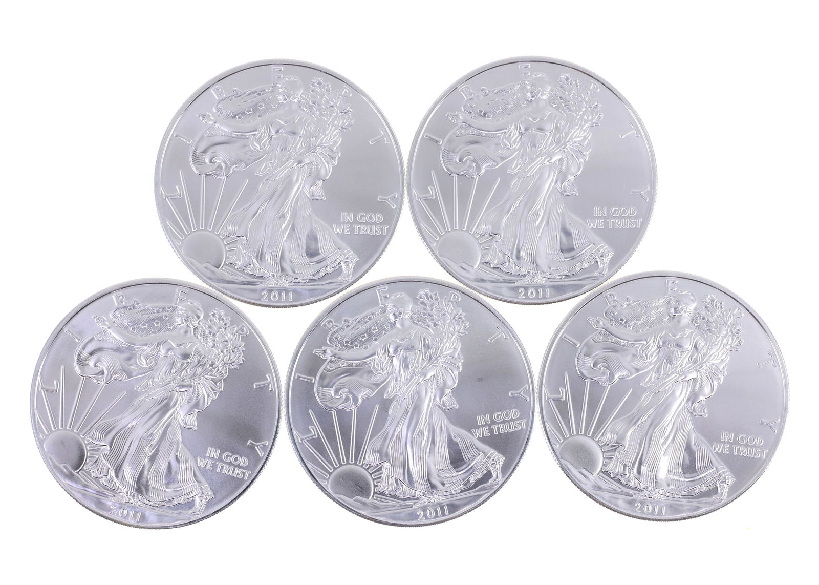 2011 US .999 SILVER EAGLE $1 UNC COINS - LOT OF 5: IMPORTANT SHIPPING NOTE - PLEASE READ | LiveAuctioneers "LiveShipping" Is Unreasonable & Costly: LiveAuctioneers now requires all auctioneers to offer their "LiveShipping" service. Auctioneers no