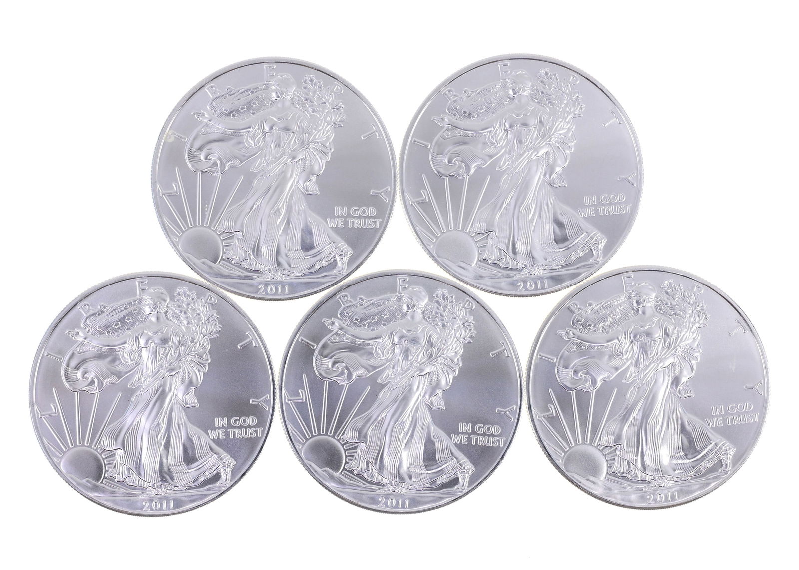 2011 US .999 SILVER EAGLE $1 UNC COINS - LOT OF 5: IMPORTANT SHIPPING NOTE - PLEASE READ | LiveAuctioneers "LiveShipping" Is Unreasonable & Costly: LiveAuctioneers now requires all auctioneers to offer their "LiveShipping" service. Auctioneers no