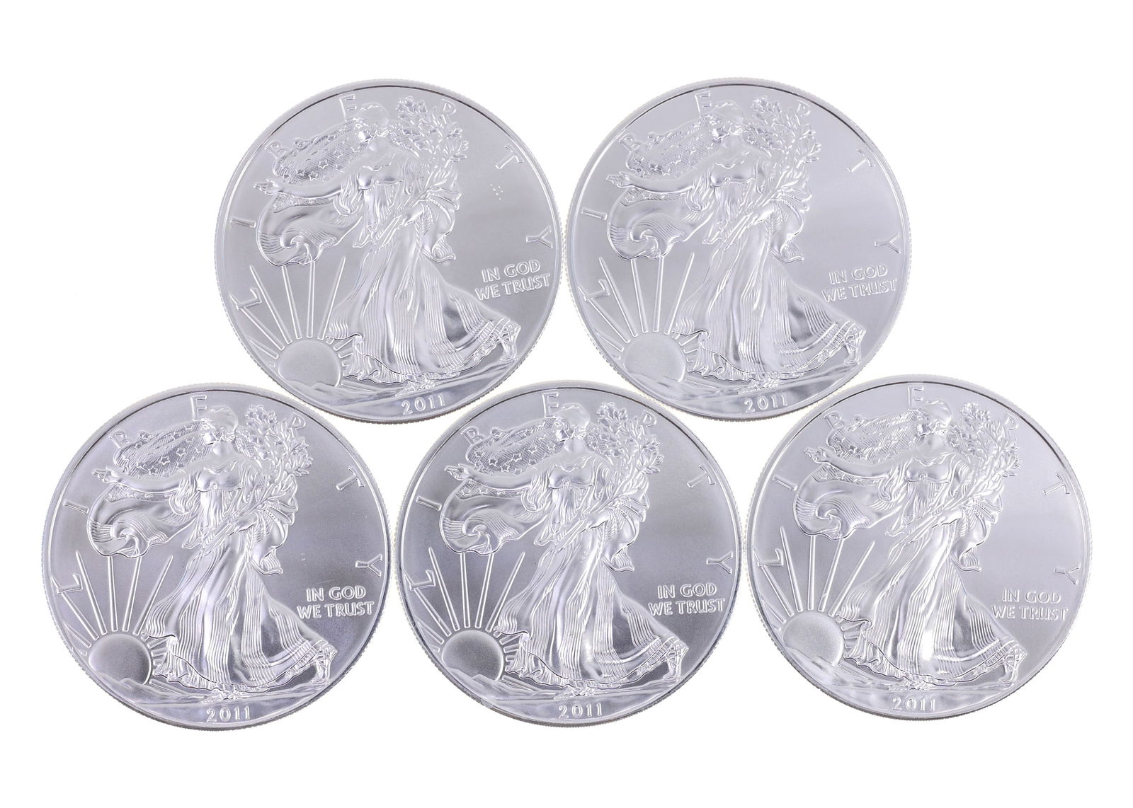 2011 US .999 SILVER EAGLE $1 UNC COINS - LOT OF 5: IMPORTANT SHIPPING NOTE - PLEASE READ | LiveAuctioneers "LiveShipping" Is Unreasonable & Costly: LiveAuctioneers now requires all auctioneers to offer their "LiveShipping" service. Auctioneers no