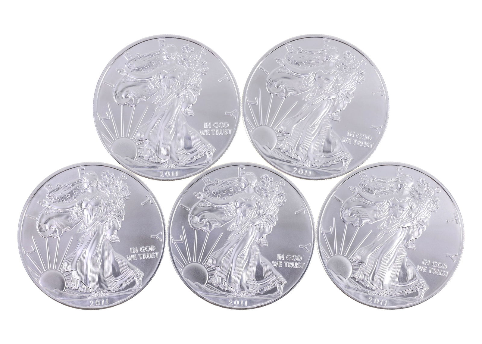 2011 US .999 SILVER EAGLE $1 UNC COINS - LOT OF 5: IMPORTANT SHIPPING NOTE - PLEASE READ | LiveAuctioneers "LiveShipping" Is Unreasonable & Costly: LiveAuctioneers now requires all auctioneers to offer their "LiveShipping" service. Auctioneers no long