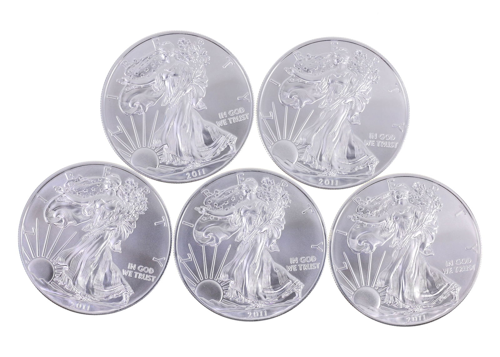 2011 US .999 SILVER EAGLE $1 UNC COINS - LOT OF 5: IMPORTANT SHIPPING NOTE - PLEASE READ | LiveAuctioneers "LiveShipping" Is Unreasonable & Costly: LiveAuctioneers now requires all auctioneers to offer their "LiveShipping" service. Auctioneers no long