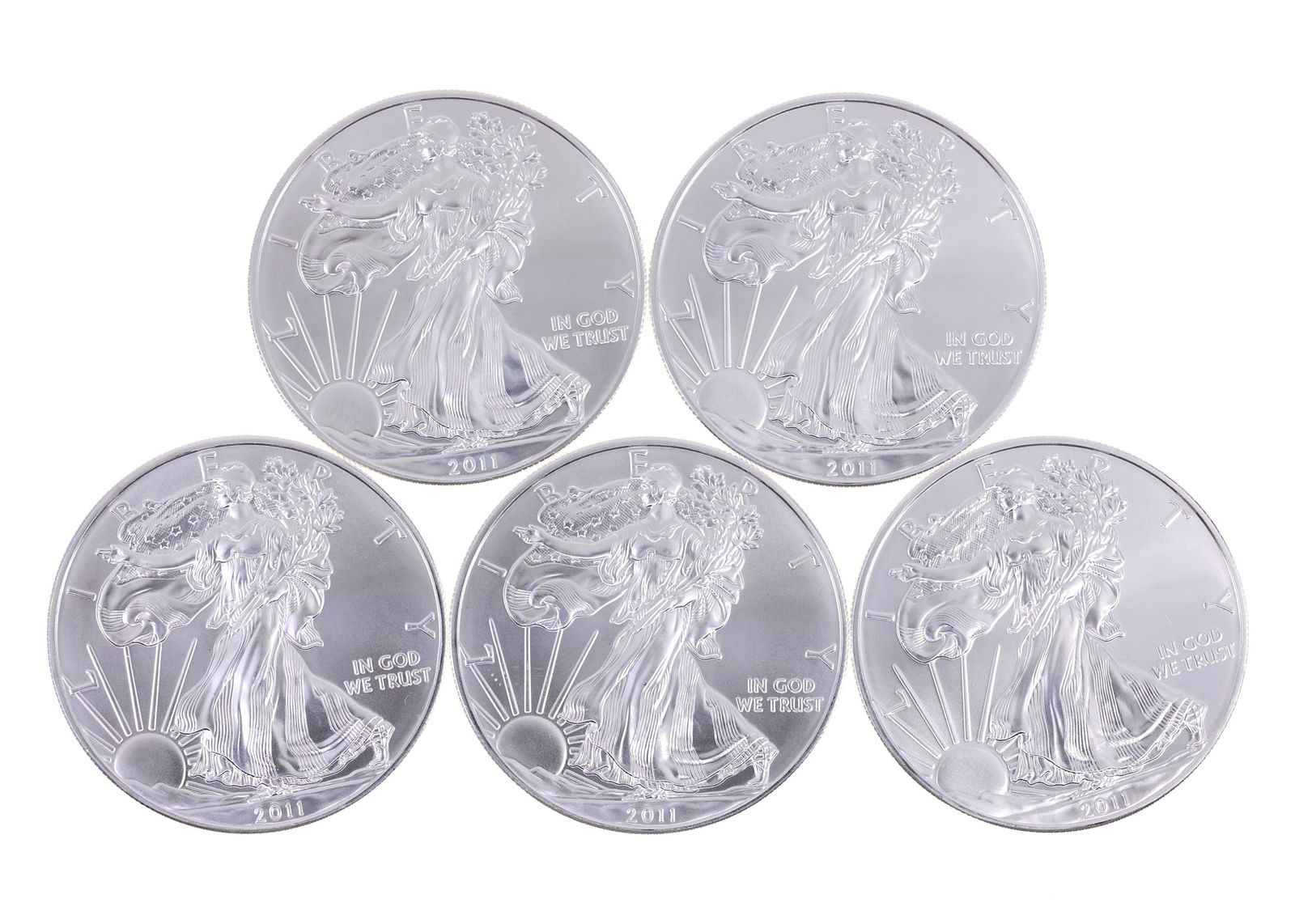 2011 US .999 SILVER EAGLE $1 UNC COINS - LOT OF 5: IMPORTANT SHIPPING NOTE - PLEASE READ | LiveAuctioneers "LiveShipping" Is Unreasonable & Costly: LiveAuctioneers now requires all auctioneers to offer their "LiveShipping" service. Auctioneers no long