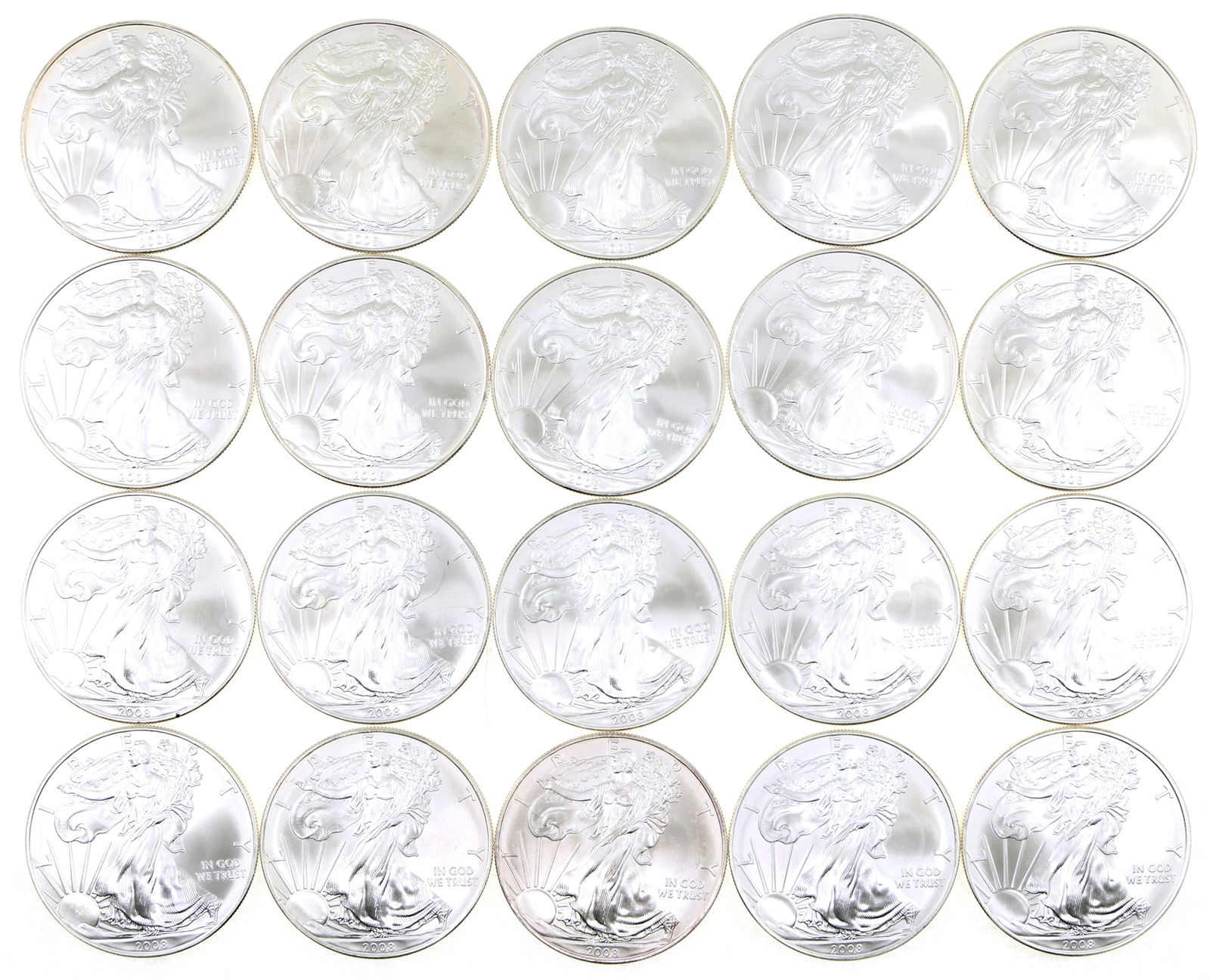 2008 US .999 SILVER EAGLE $1 COINS (1 of 8)