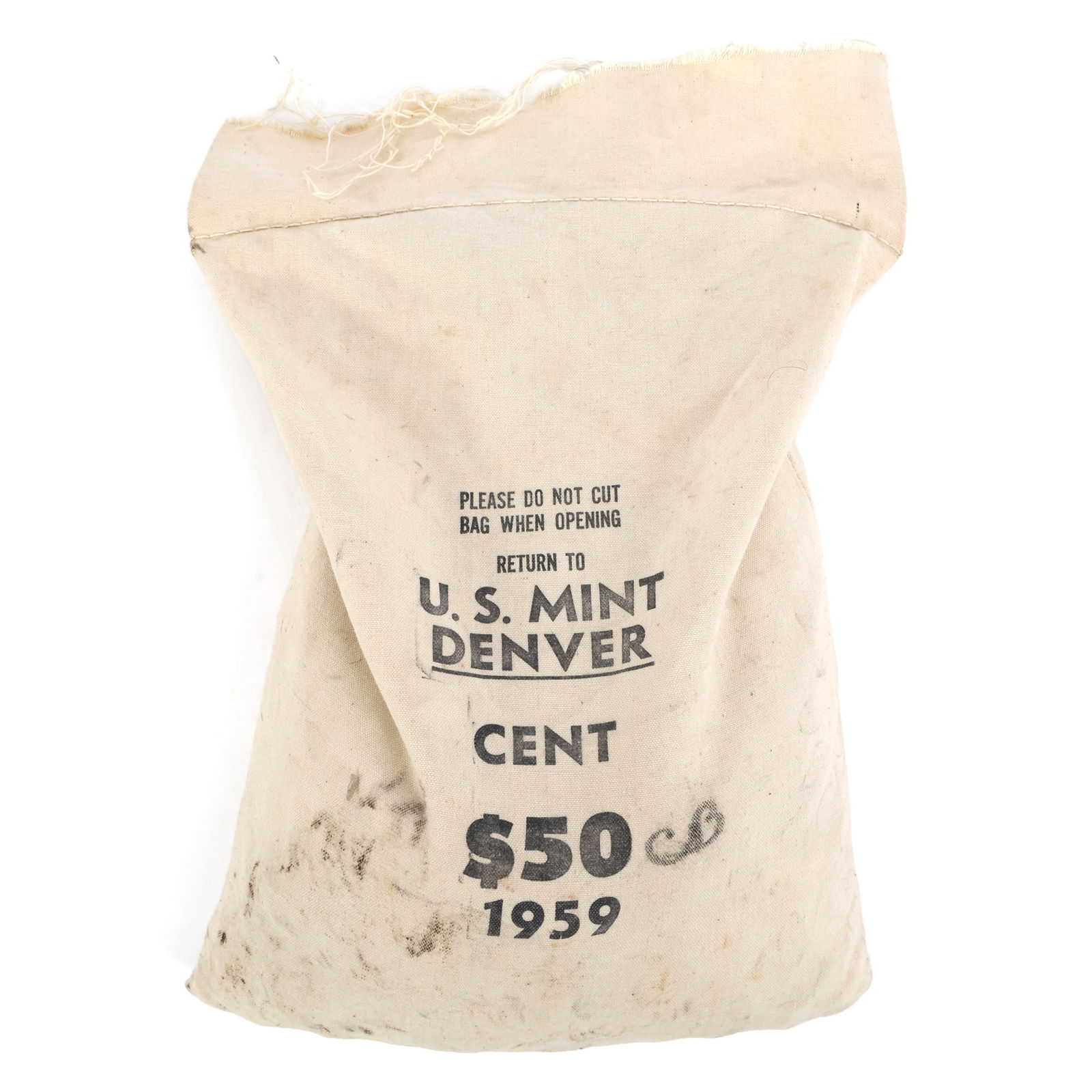 1959 US MINT SEALED $50 BAG OF LINCOLN CENTS (1 of 2)