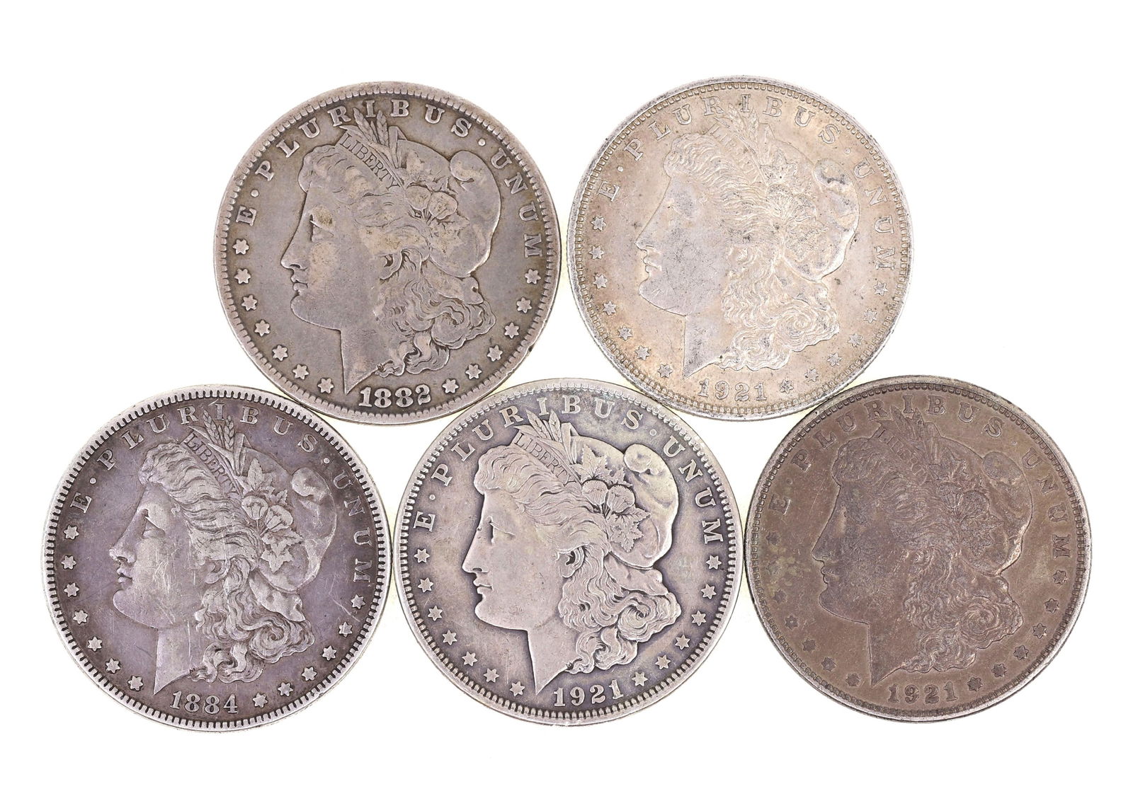 US .900 SILVER MORGAN DOLLAR COINS - LOT OF 5 (1 of 2)