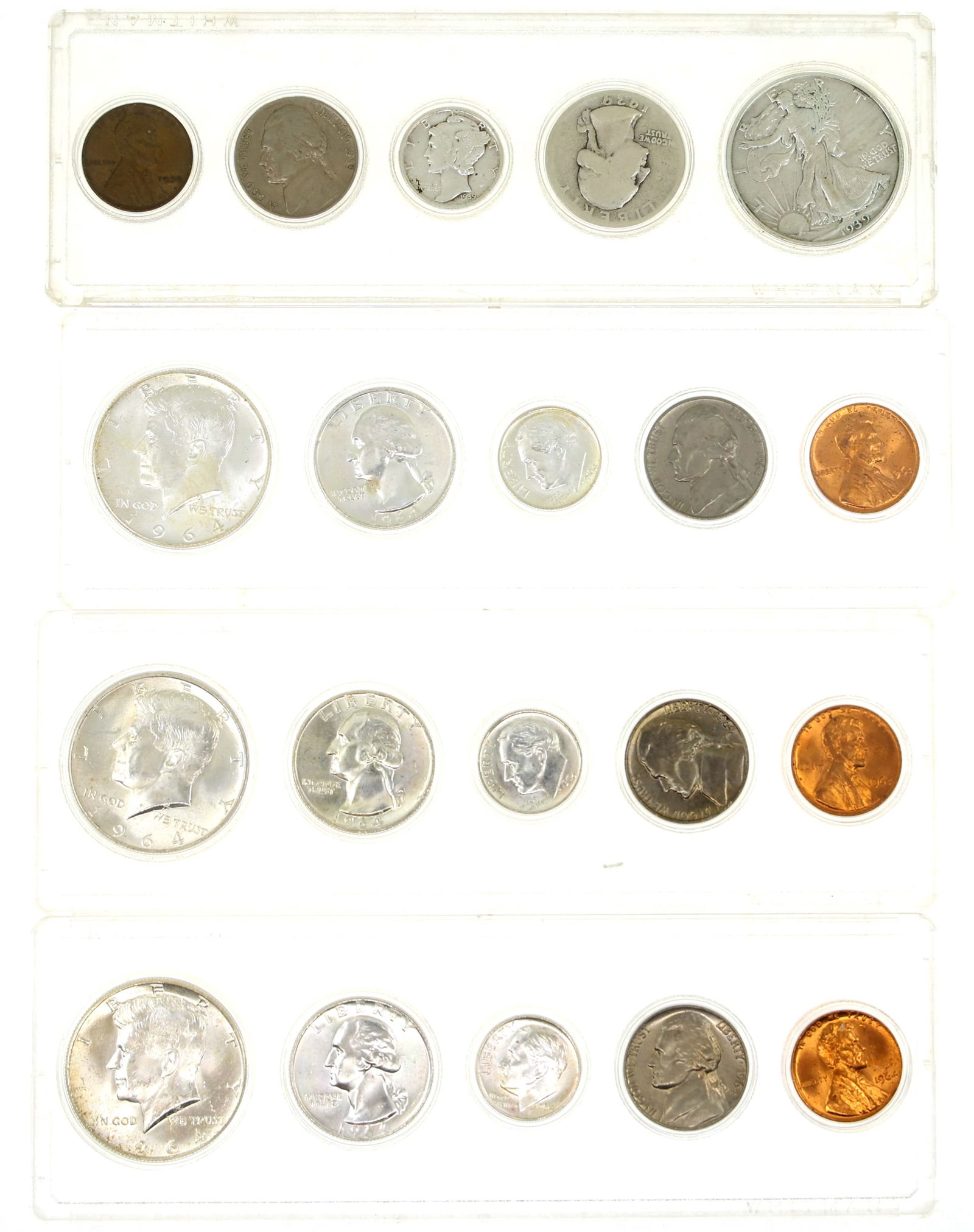 20TH C. US TYPE COINS - .900 SILVER & CLAD COMPOSITION (1 of 6)
