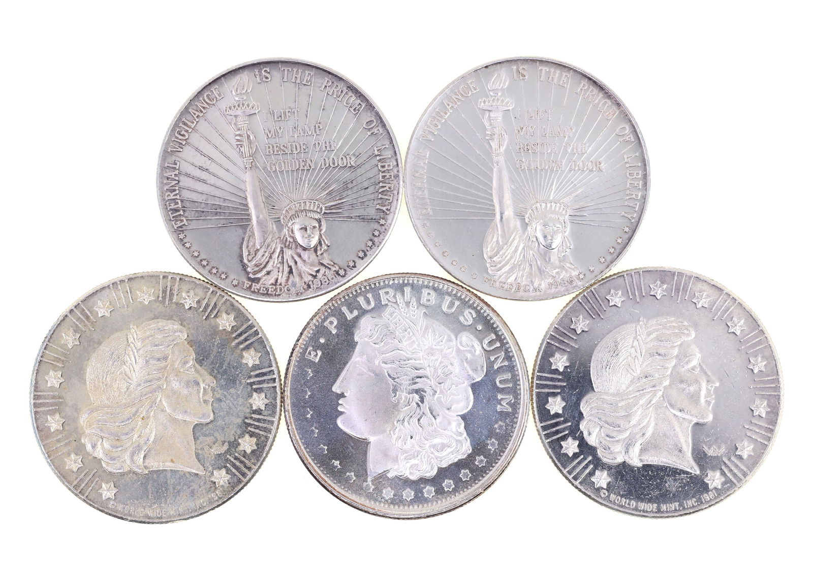 .999 SILVER 1 OZ BULLION ROUNDS - LOT OF 5 (1 of 2)