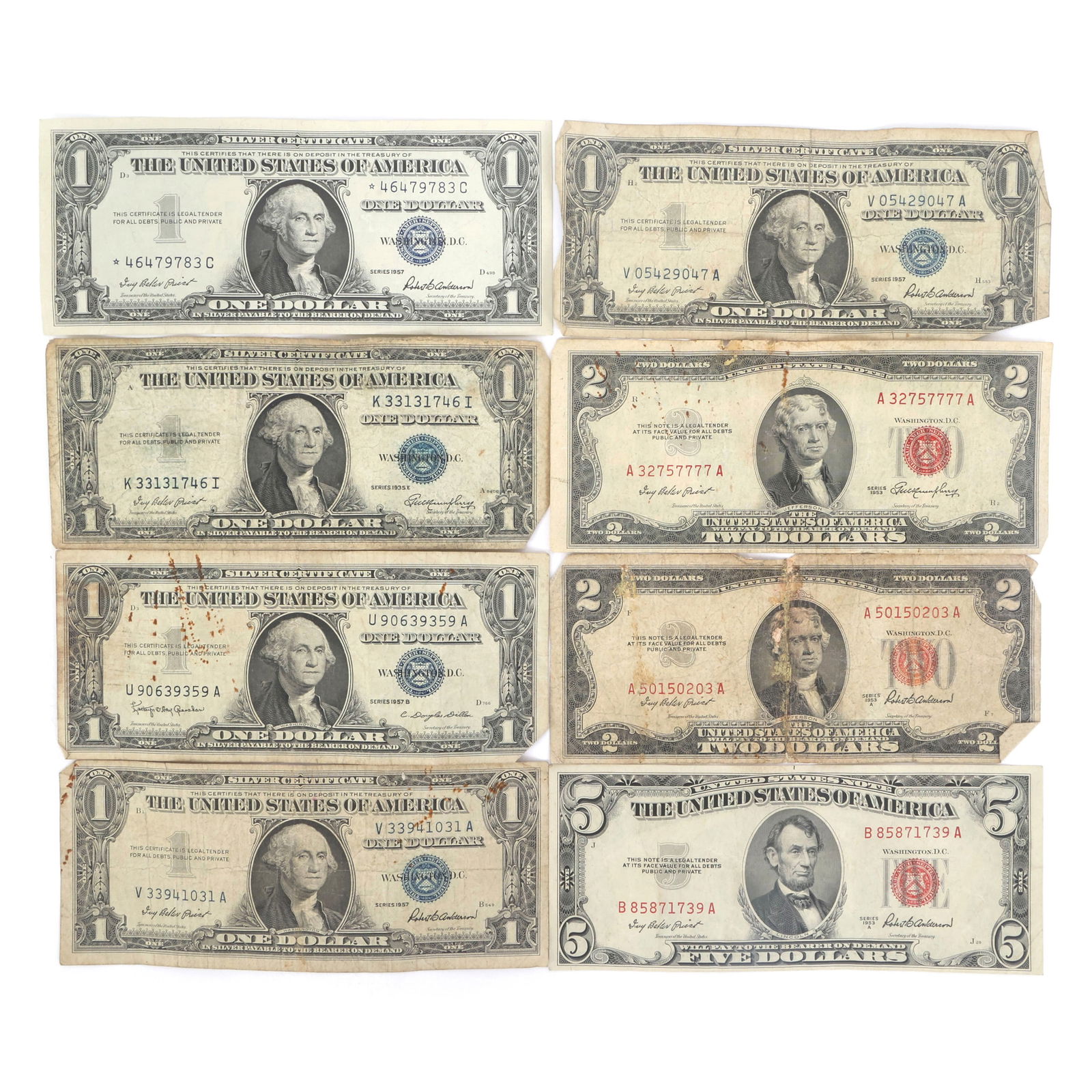 US SILVER CERTIFICATES & BANK NOTES - RED & BLUE SEAL (1 of 2)