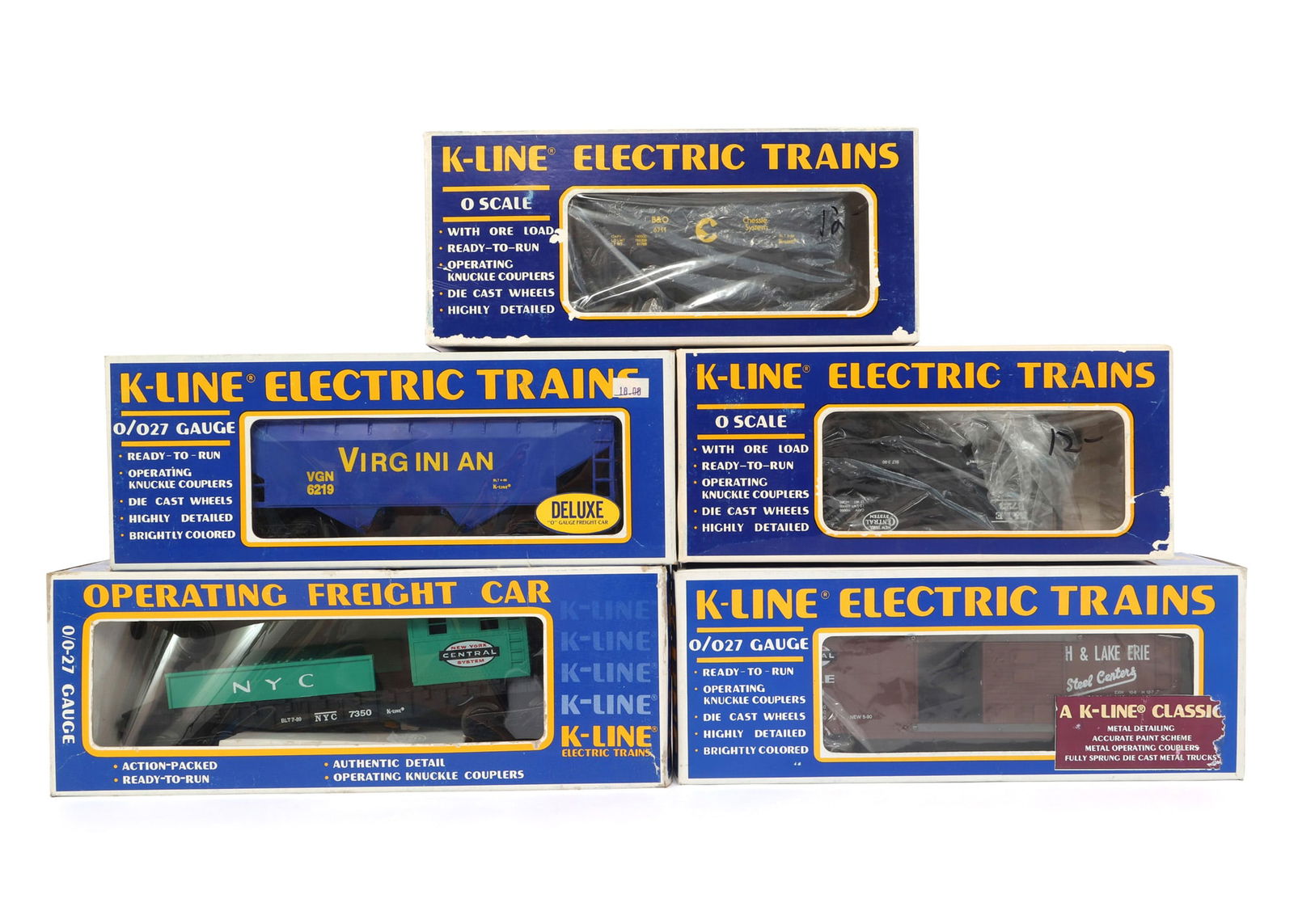K-LINE O GAUGE TRAIN CARS - LOT OF 5 (1 of 2)