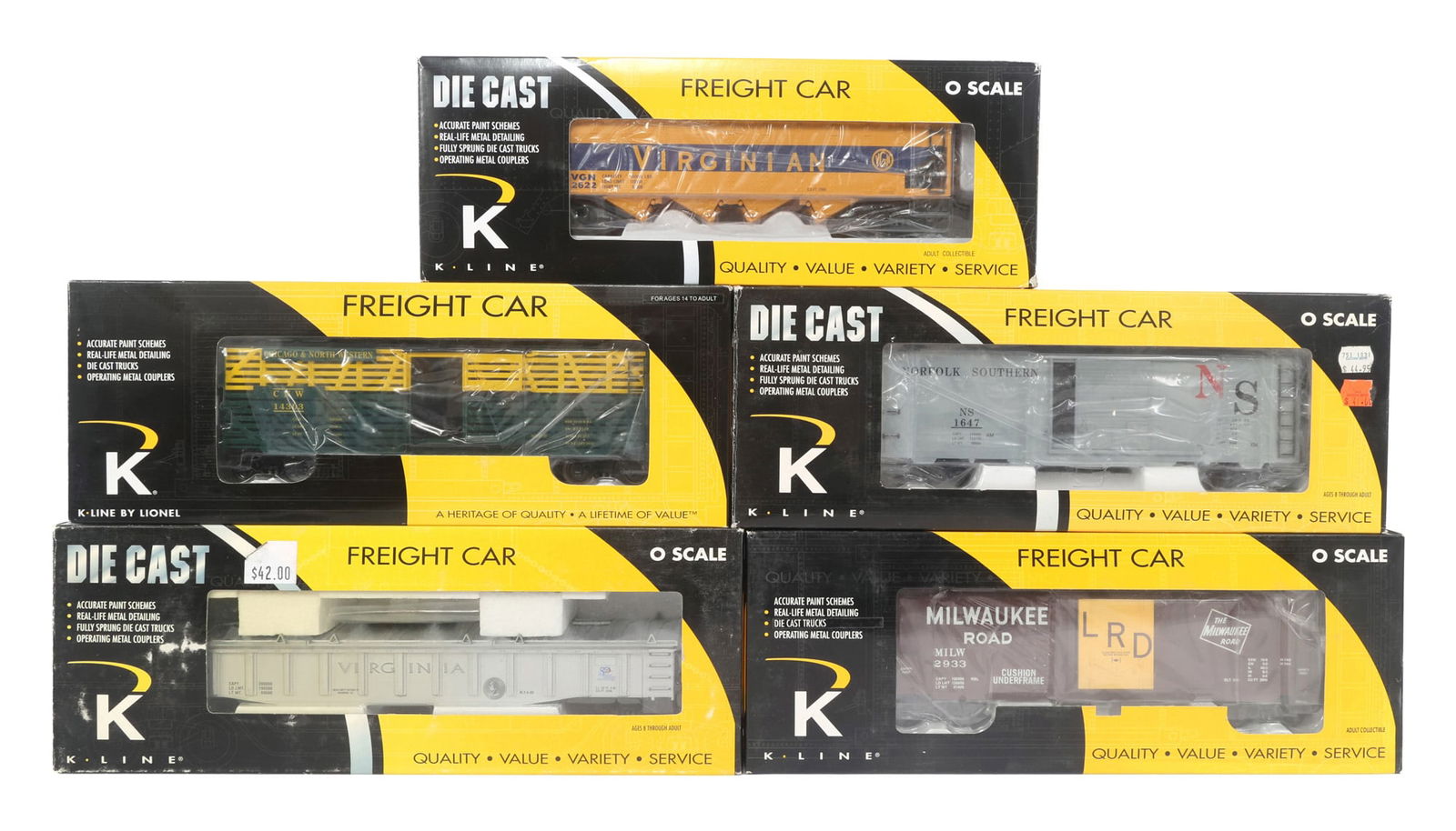 K-LINE O GAUGE TRAIN CARS - LOT OF 5 (1 of 2)