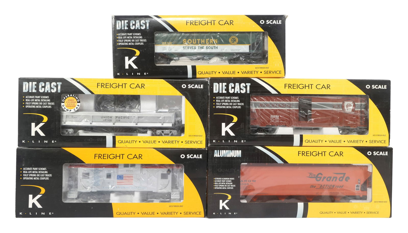 K-LINE O GAUGE TRAIN CARS - LOT OF 5 (1 of 2)