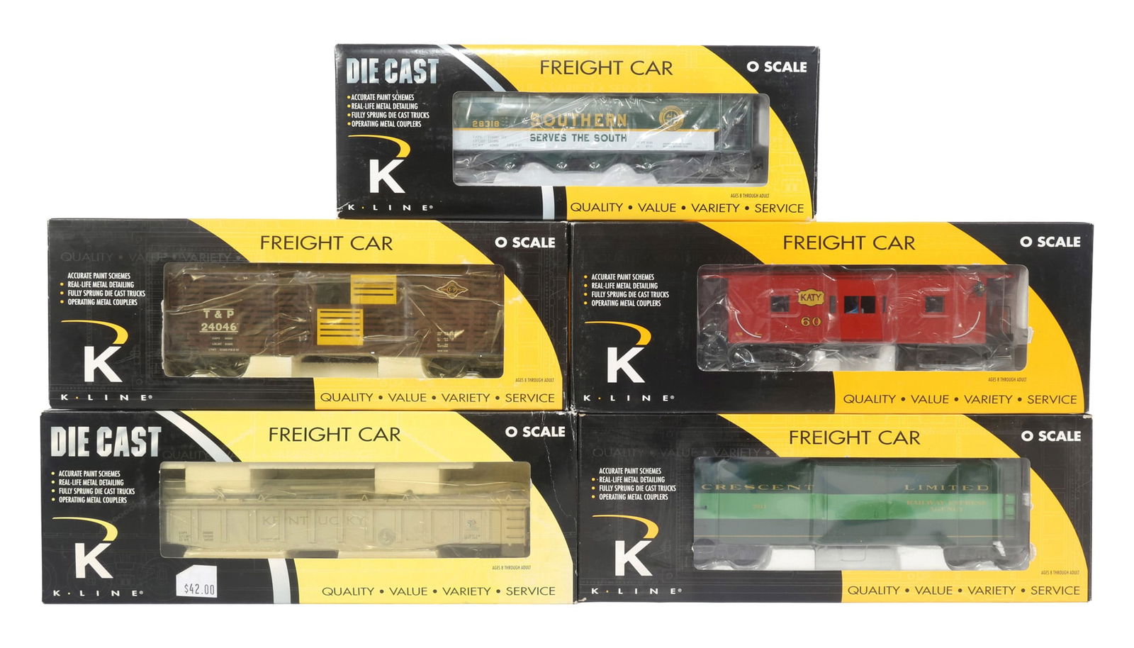 K-LINE O GAUGE TRAIN CARS - LOT OF 5 (1 of 2)