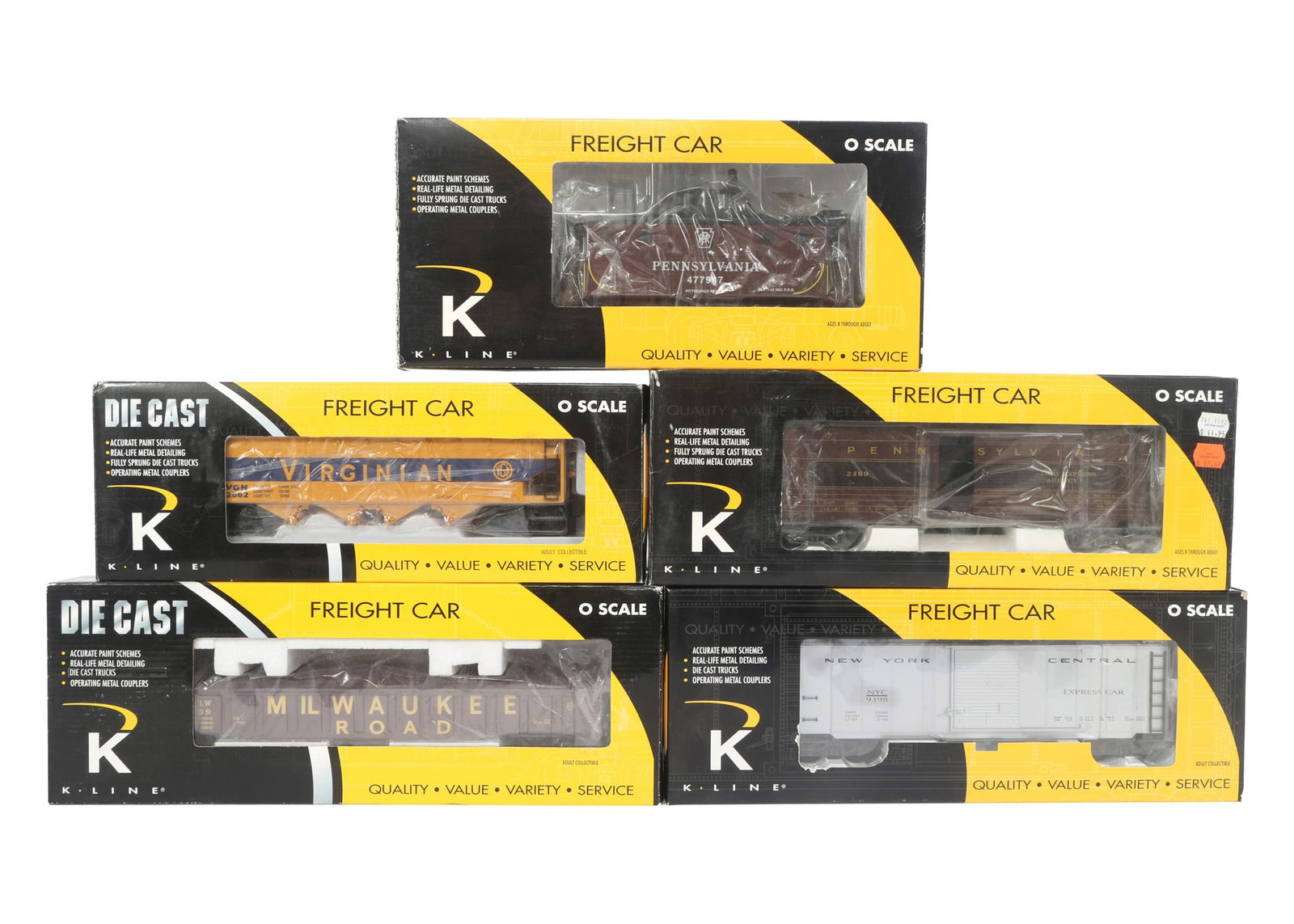 K-LINE O GAUGE TRAIN CARS - LOT OF 5 (1 of 2)