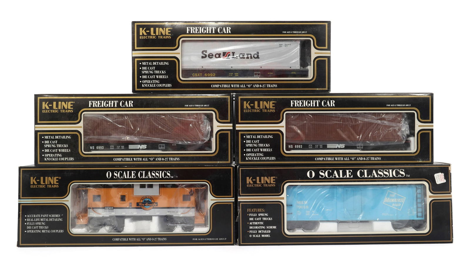 K-LINE O GAUGE TRAIN CARS - LOT OF 5 (1 of 2)