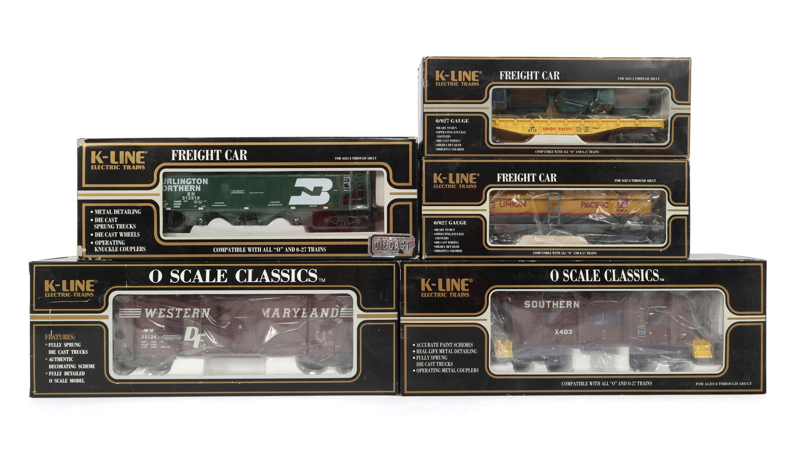 K-LINE O GAUGE TRAIN CARS - LOT OF 5 (1 of 2)