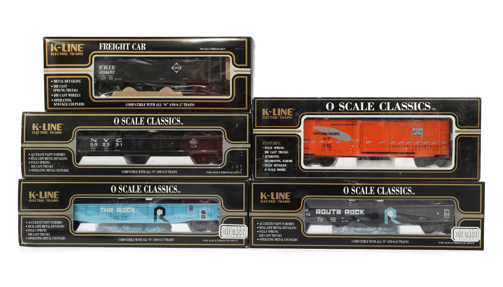 K-LINE O GAUGE TRAIN CARS - LOT OF 5 (1 of 2)
