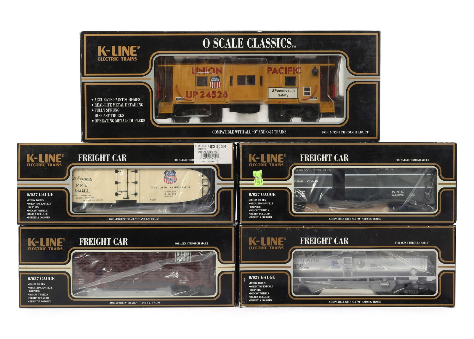 K-LINE O GAUGE TRAIN CARS - LOT OF 5 (1 of 2)